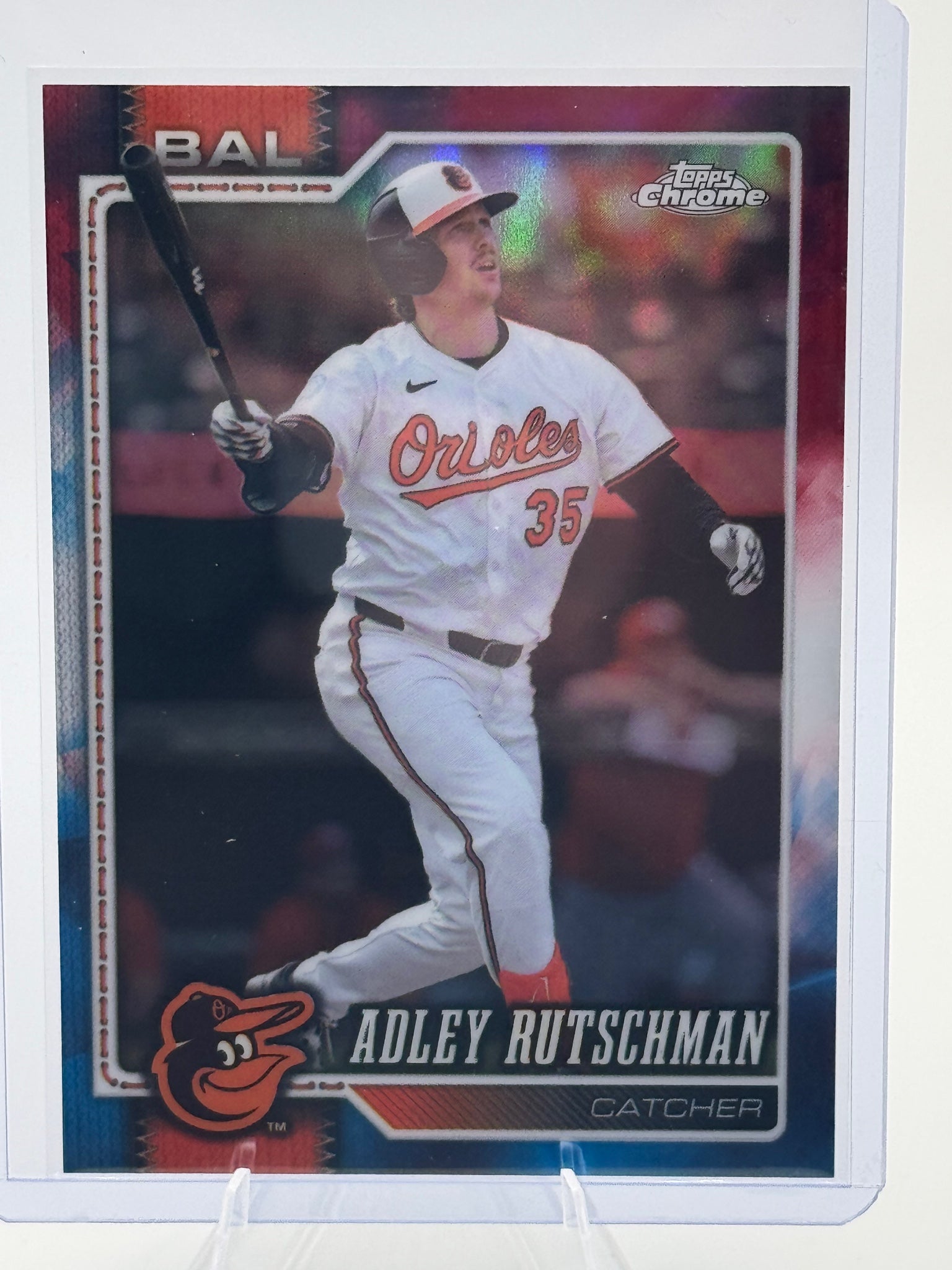 2026 Topps Chrome Adley Rutschman #298 Red White and Blue Refractors Orioles NM