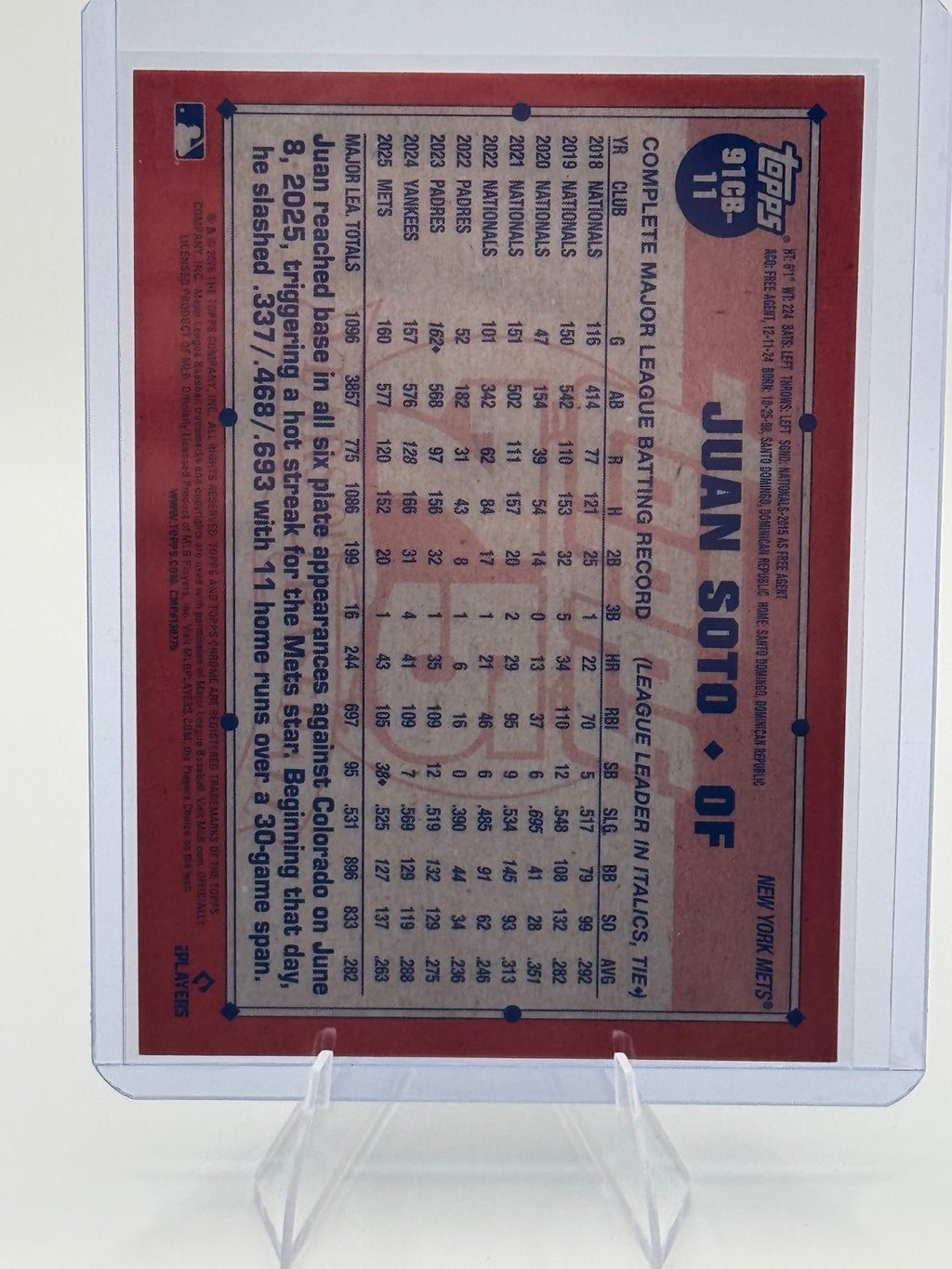 2026 Topps Chrome Juan Soto #91CB-11 1991 Topps Chrome Baseball New York Mets NM