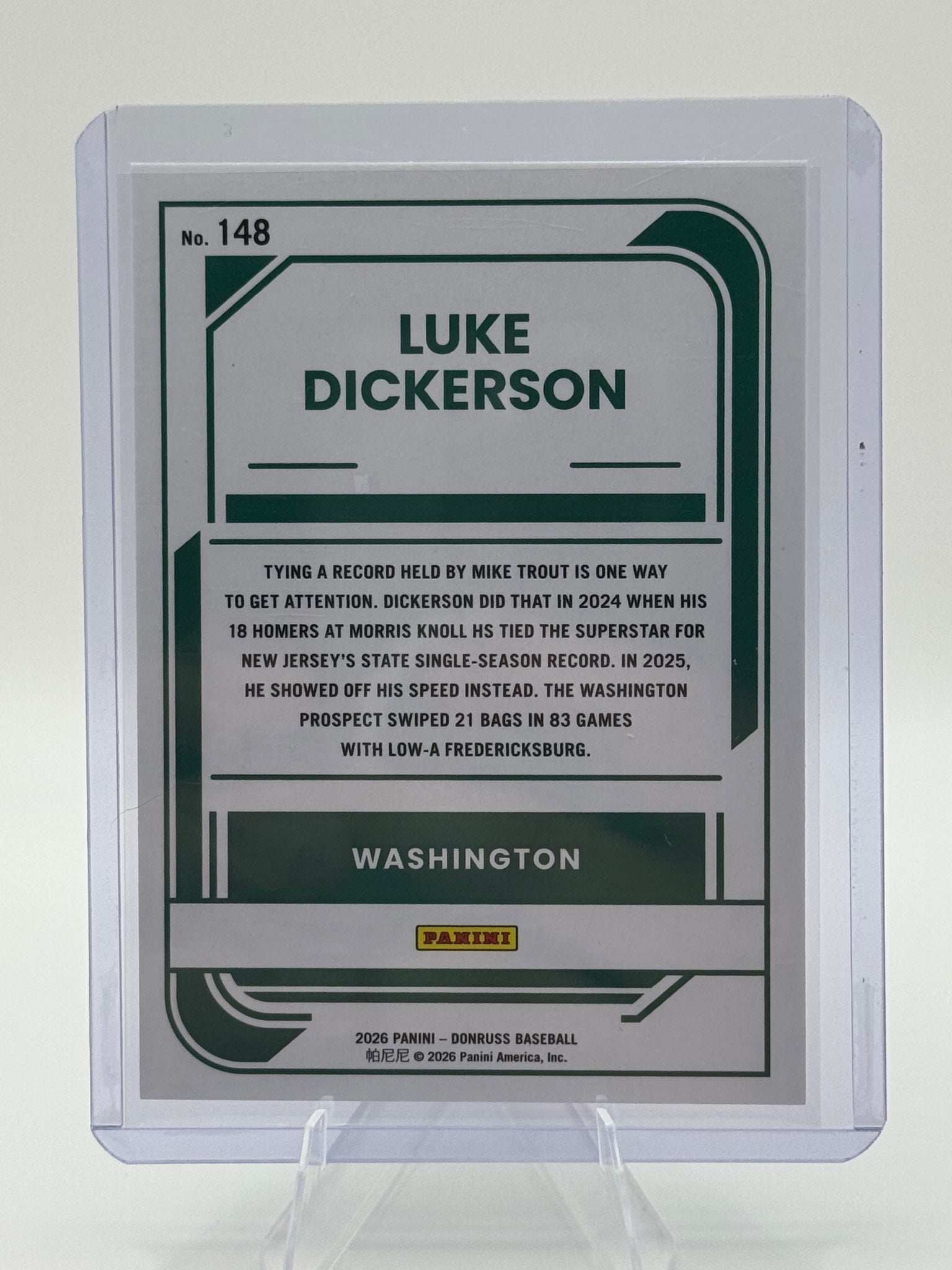 2026 Donruss Luke Dickerson #148 Washington Nationals Near Mint or Better