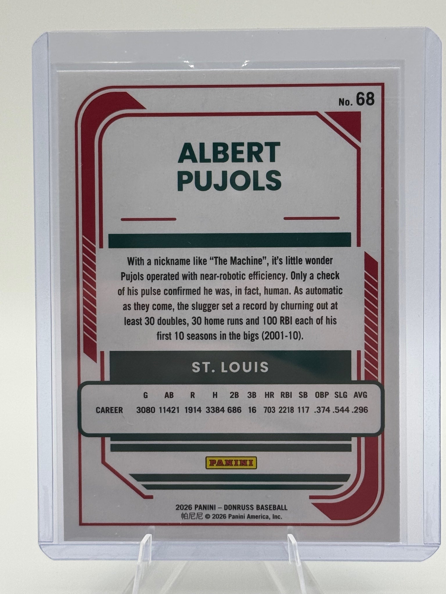 2026 Donruss Albert Pujols #68 Red and Blue St. Louis Cardinals Near Mint