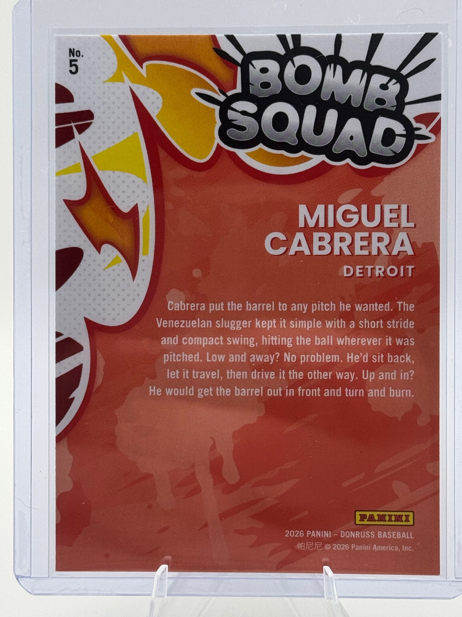2026 Donruss Miguel Cabrera #5 Bomb Squad Detroit Tigers Near Mint or Better