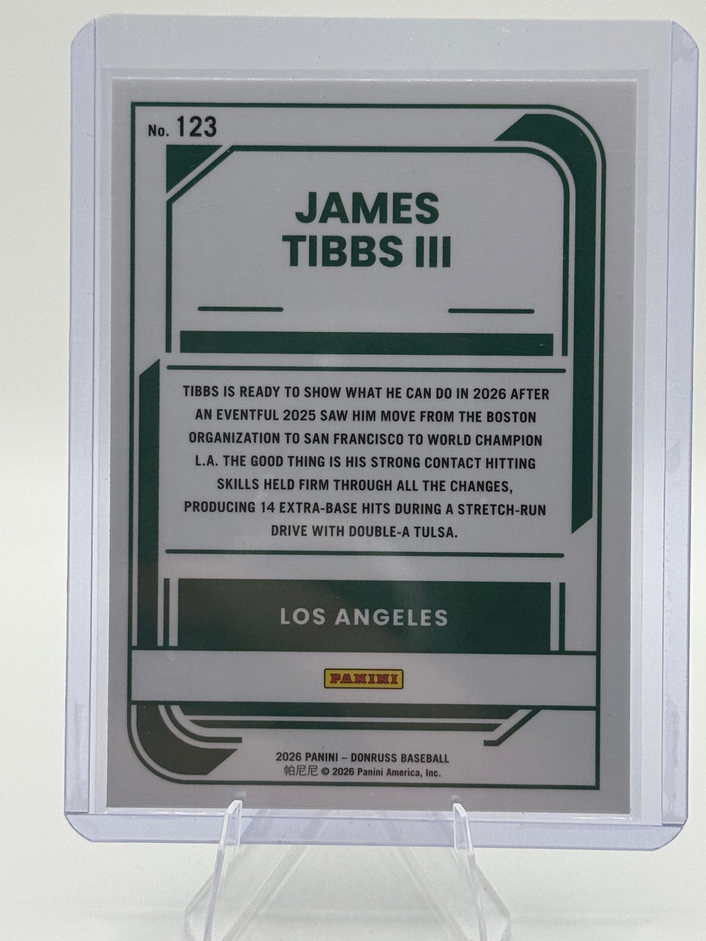 2026 Donruss James Tibbs III #123 Optic Los Angeles Dodgers Near Mint or Better
