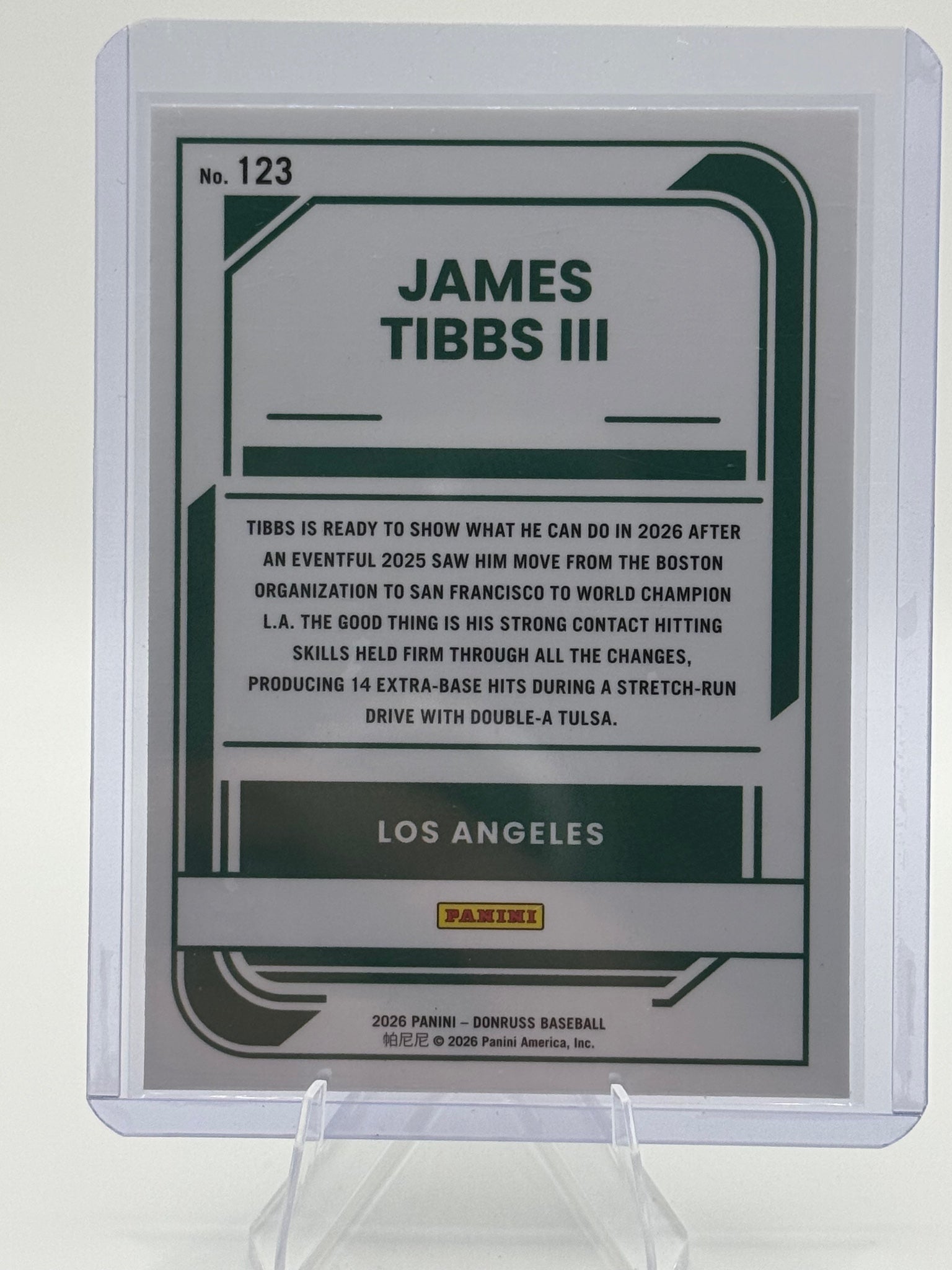 2026 Donruss James Tibbs III #123 Optic Los Angeles Dodgers Near Mint or Better