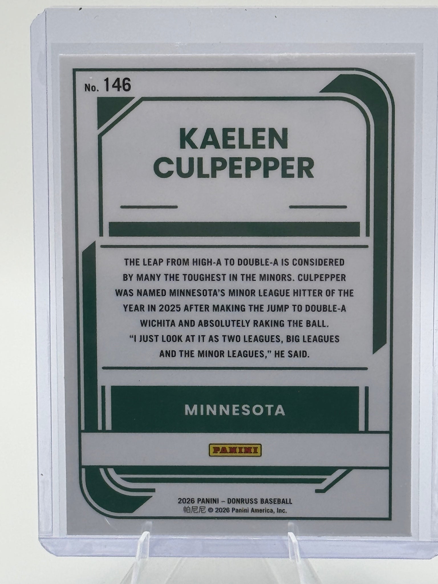 2026 Donruss Kaelen Culpepper #146 Optic Minnesota Twins Near Mint or Better