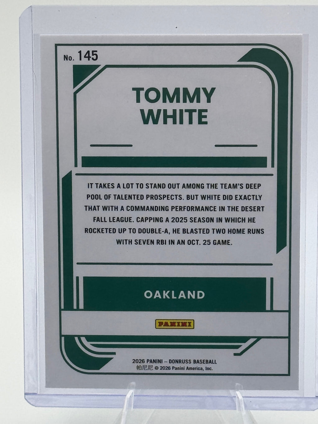 2026 Donruss Tommy White #145 Athletics Near Mint or Better