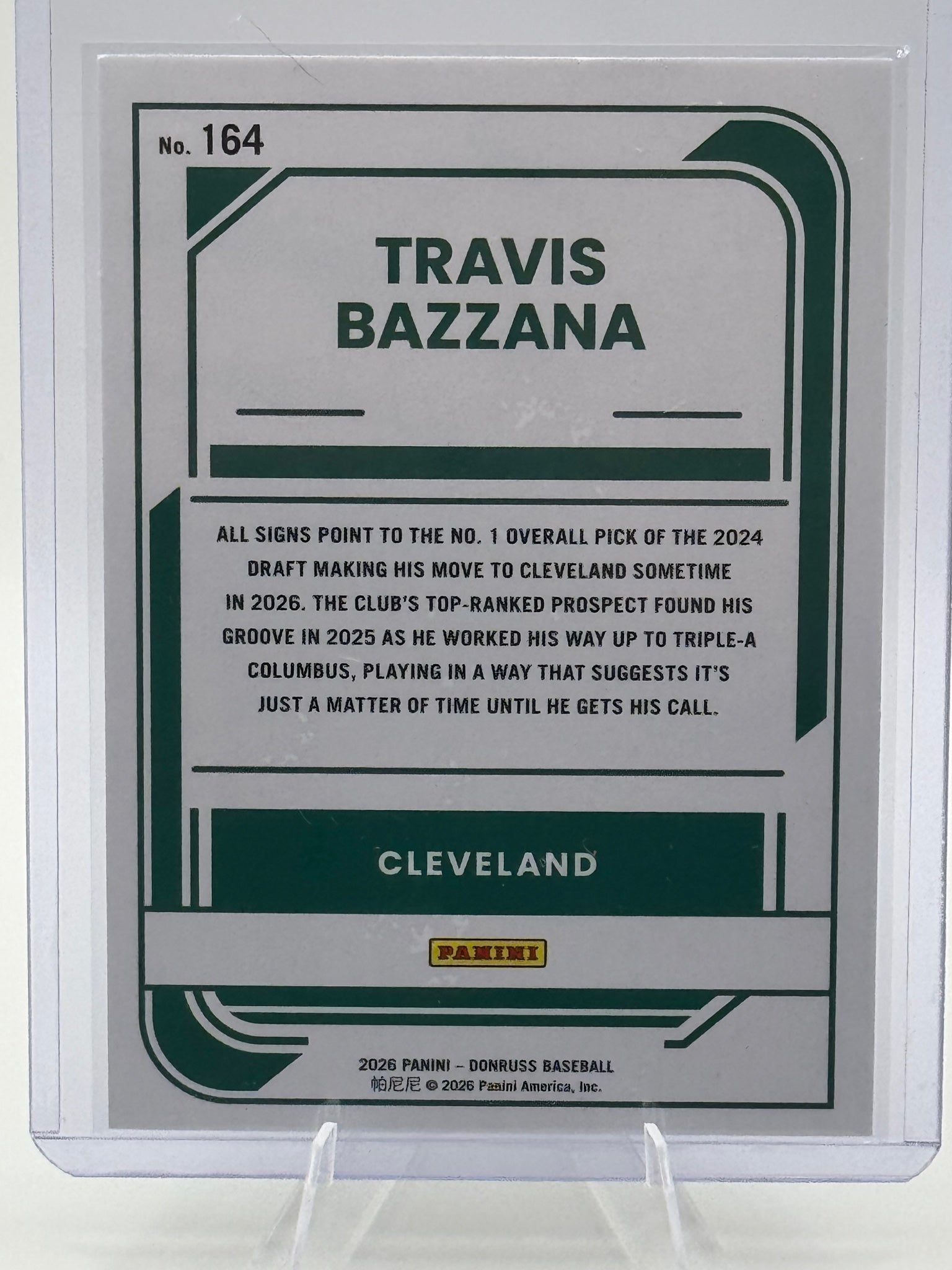 2026 Donruss Travis Bazzana #164 Cleveland Guardians Near Mint or Better