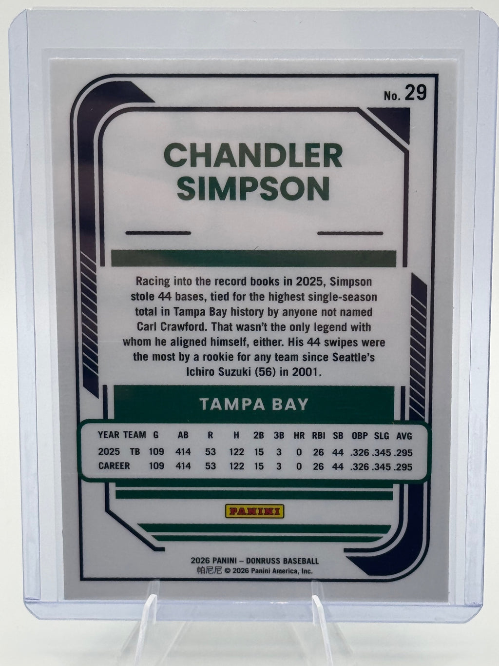 2026 Donruss Chandler Simpson #29 Optic Holo Tampa Bay Rays Near Mint or Better