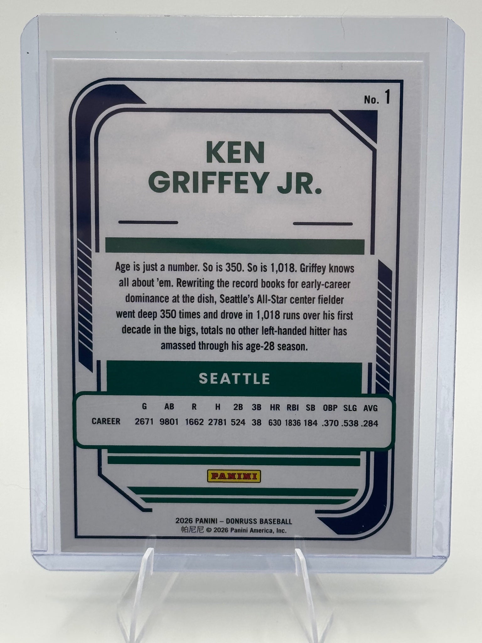2026 Donruss Ken Griffey Jr. #1 Red and Blue Seattle Mariners Near Mint