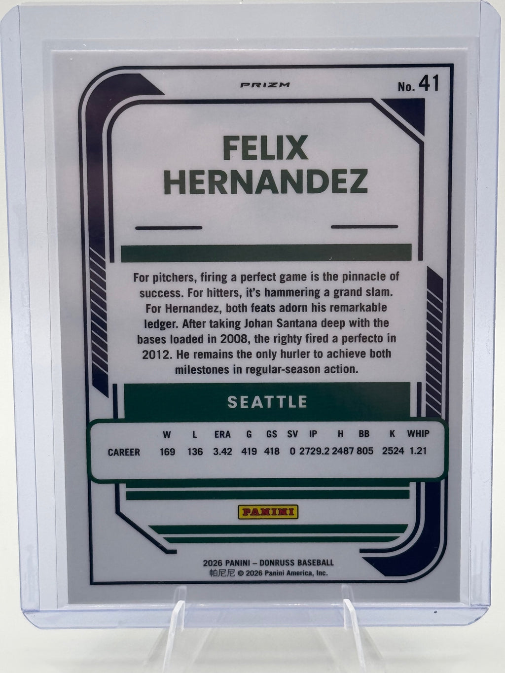 2026 Donruss Felix Hernandez #41 Optic Orange Velocity Seattle Mariners NM