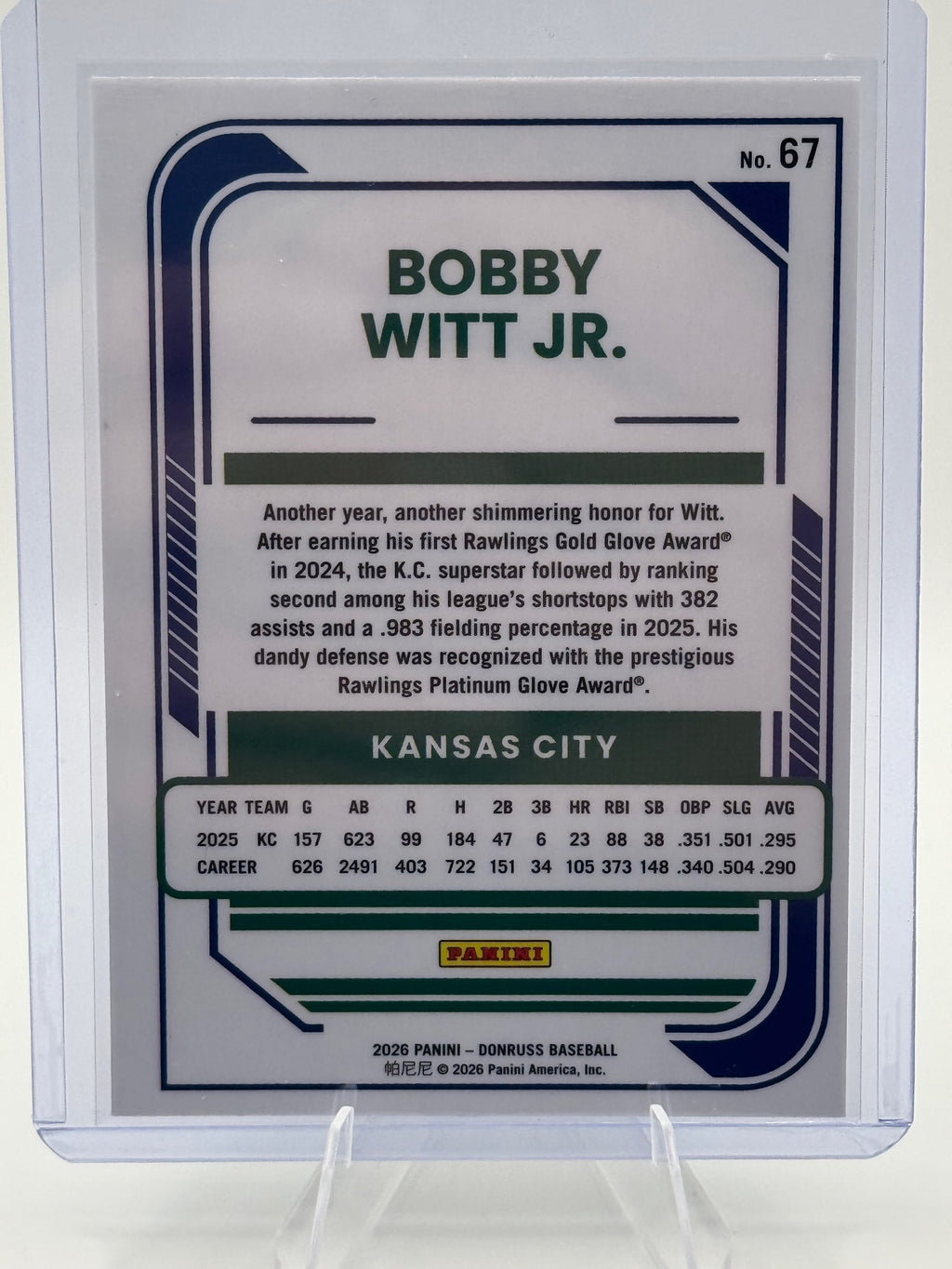 2026 Donruss Bobby Witt Jr. #67 Optic Kansas City Royals NM