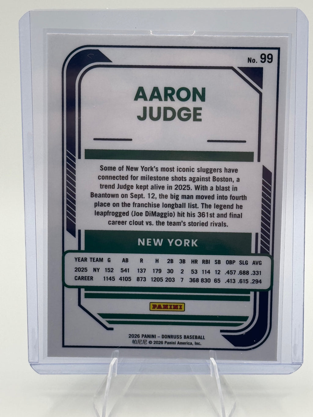 2026 Donruss Aaron Judge #99 Optic New York Yankees Near Mint or Better