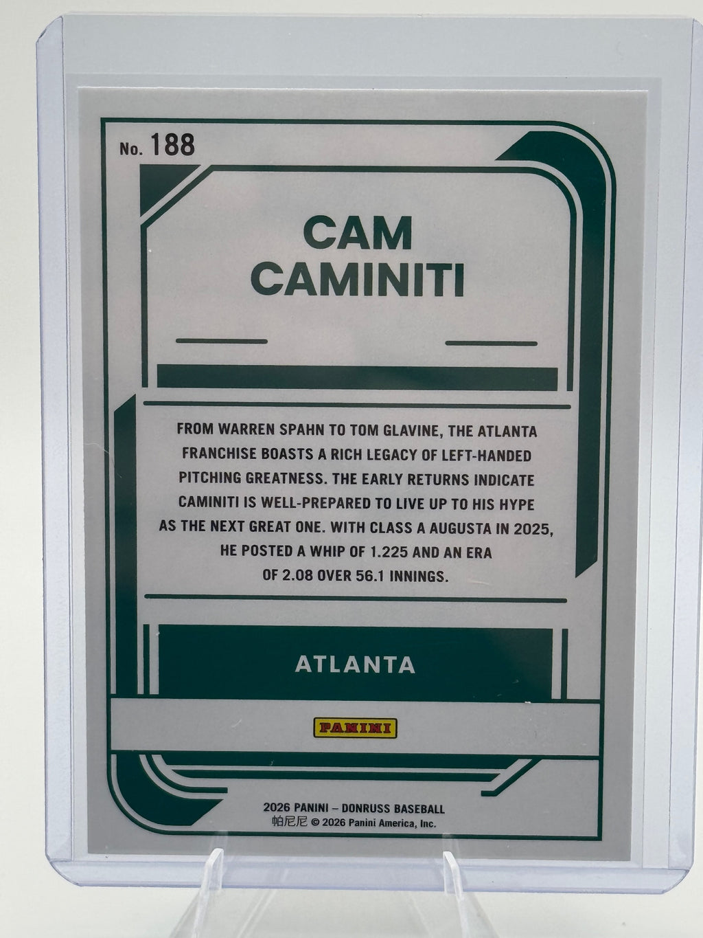 2026 Donruss Cam Caminiti #188 Atlanta Braves Near Mint or Better