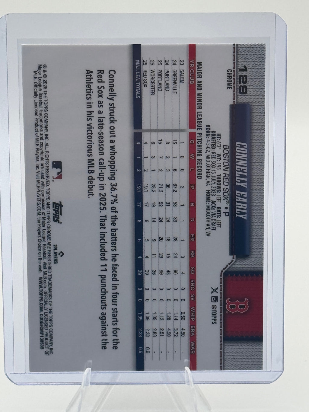 2026 Topps Chrome Connelly Early #129 Boston Red Sox Near Mint or Better