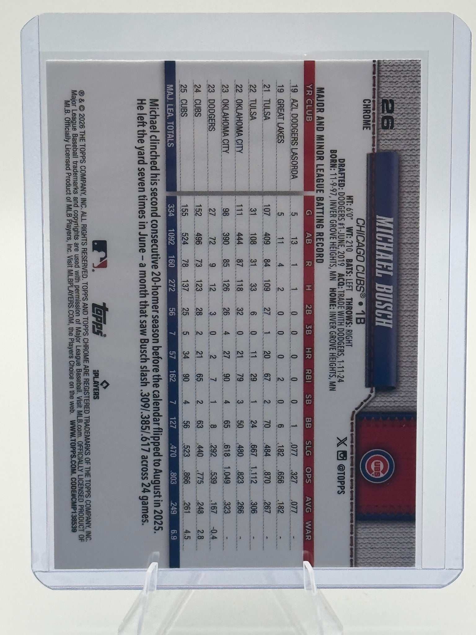 2026 Topps Chrome Michael Busch #26 X-Fractors Chicago Cubs Near Mint or Better