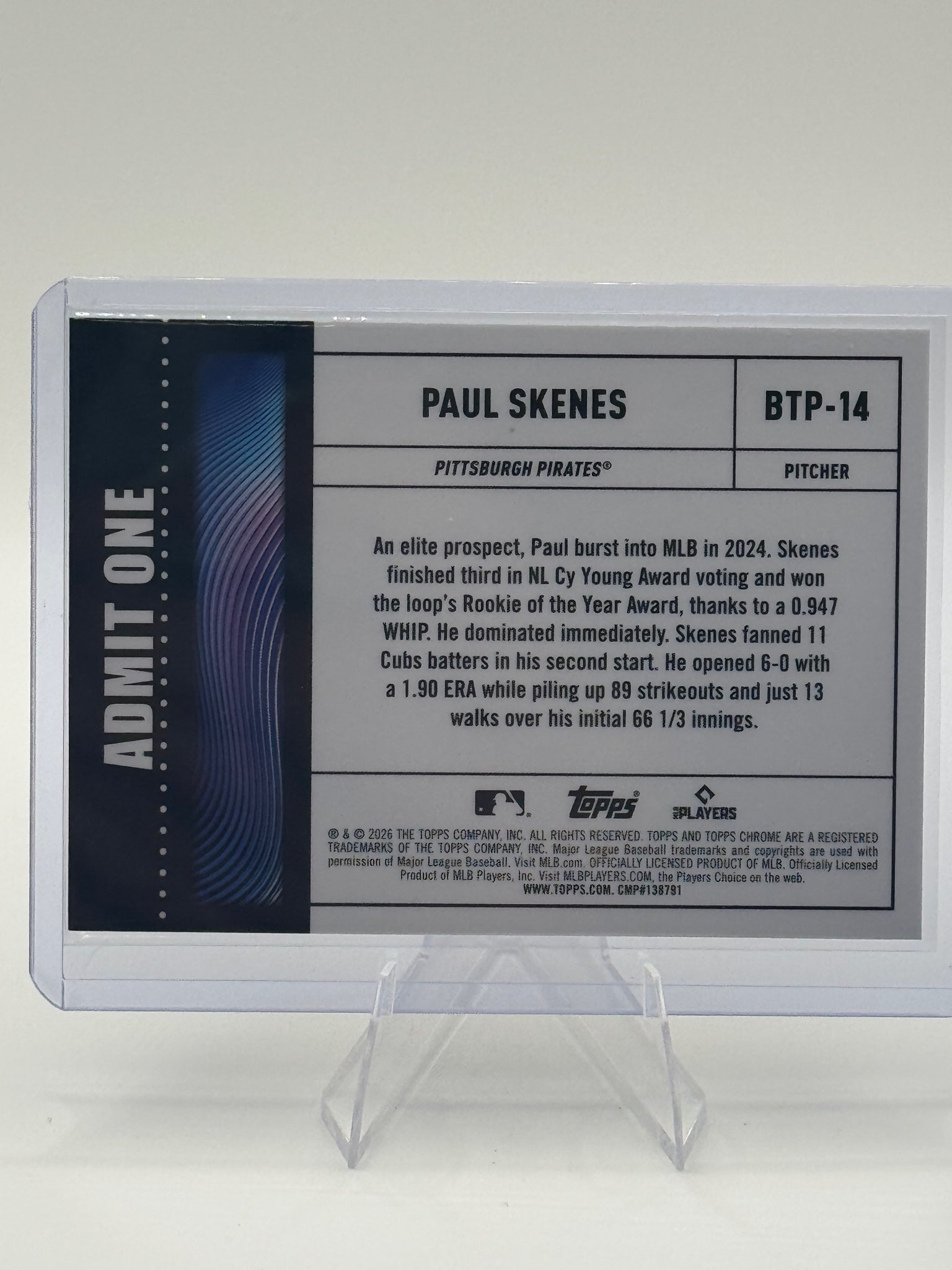 2026 Topps Chrome Paul Skenes #BTP-14 Big Ticket Players Pittsburgh Pirates NM