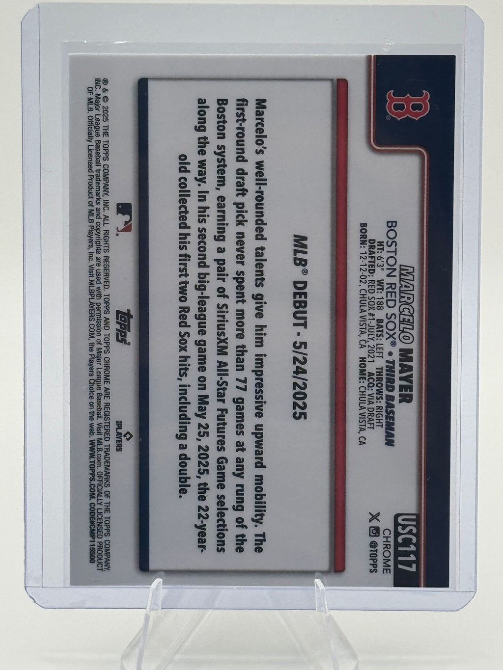 2025 Topps Chrome Update Marcelo Mayer #USC117 Sepia Refractors Red Sox NM