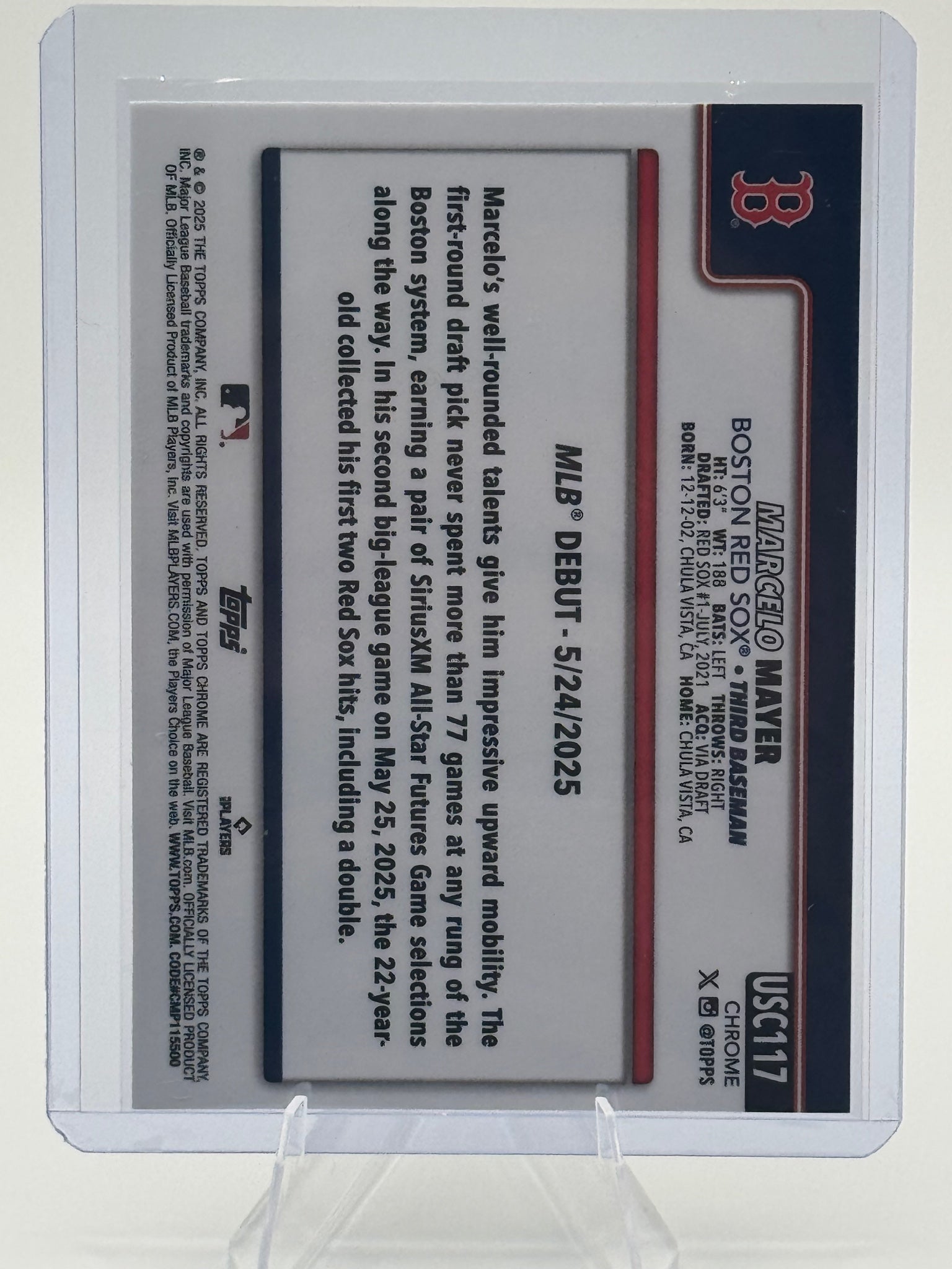 2025 Topps Chrome Update Marcelo Mayer #USC117 Sepia Refractors Red Sox NM
