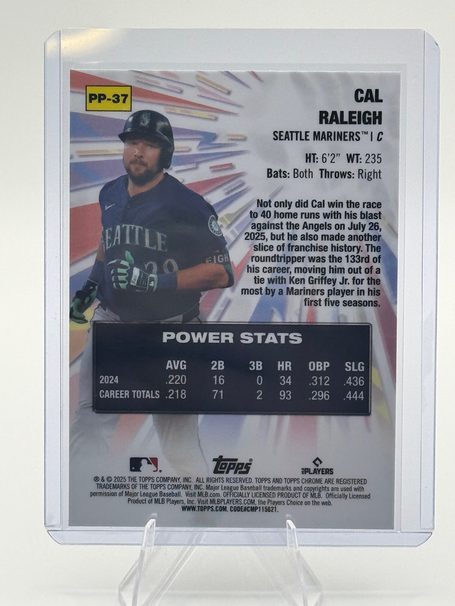 2025 Topps Chrome Update Cal Raleigh #PP-37 Power Players Seattle Mariners NM
