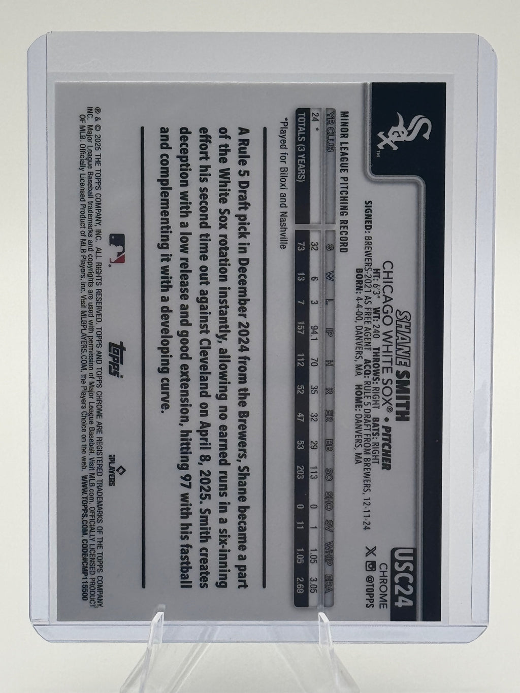 2025 Topps Chrome Update Shane Smith #USC24 Chicago White Sox NM