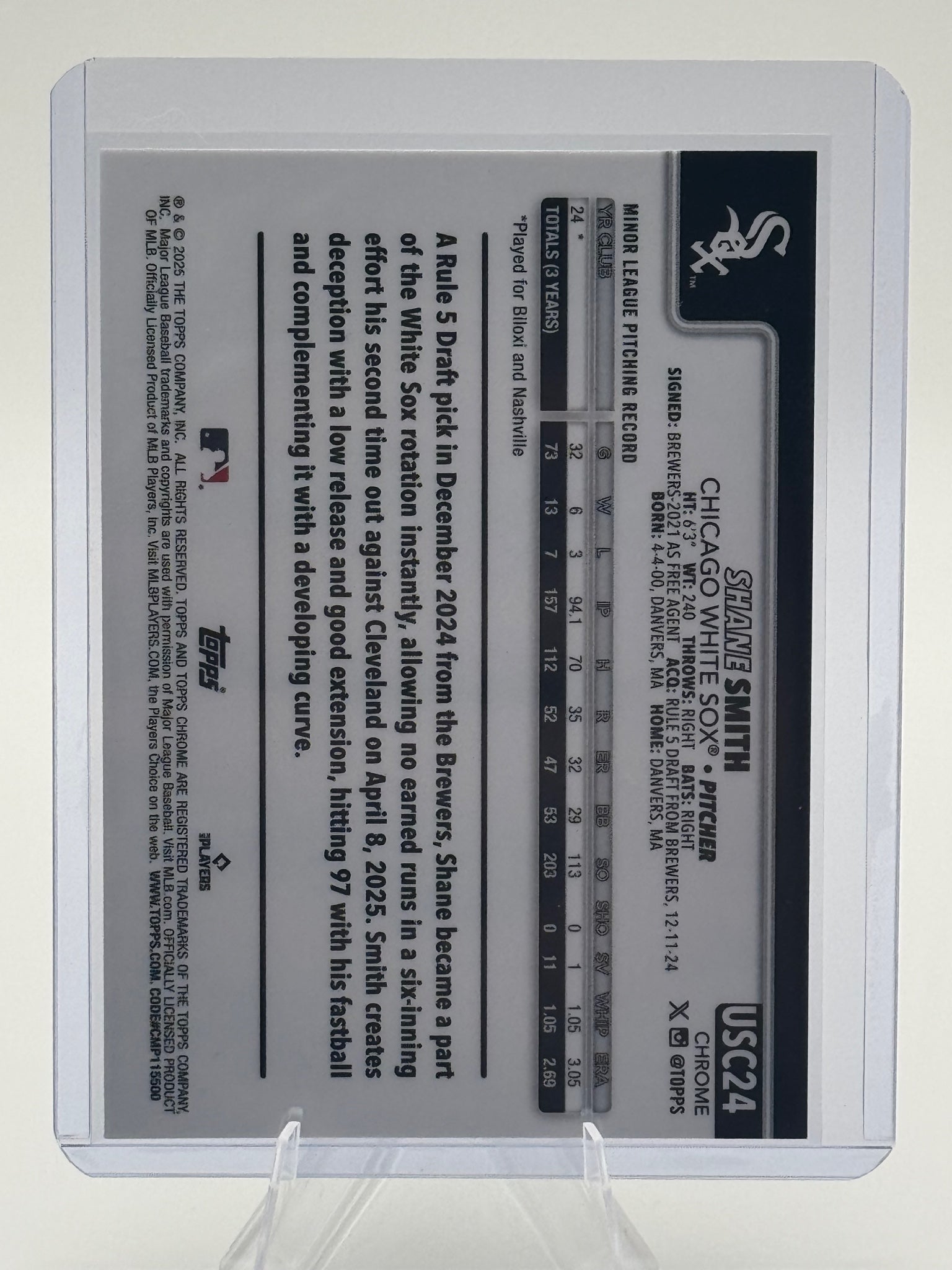 2025 Topps Chrome Update Shane Smith #USC24 Chicago White Sox NM