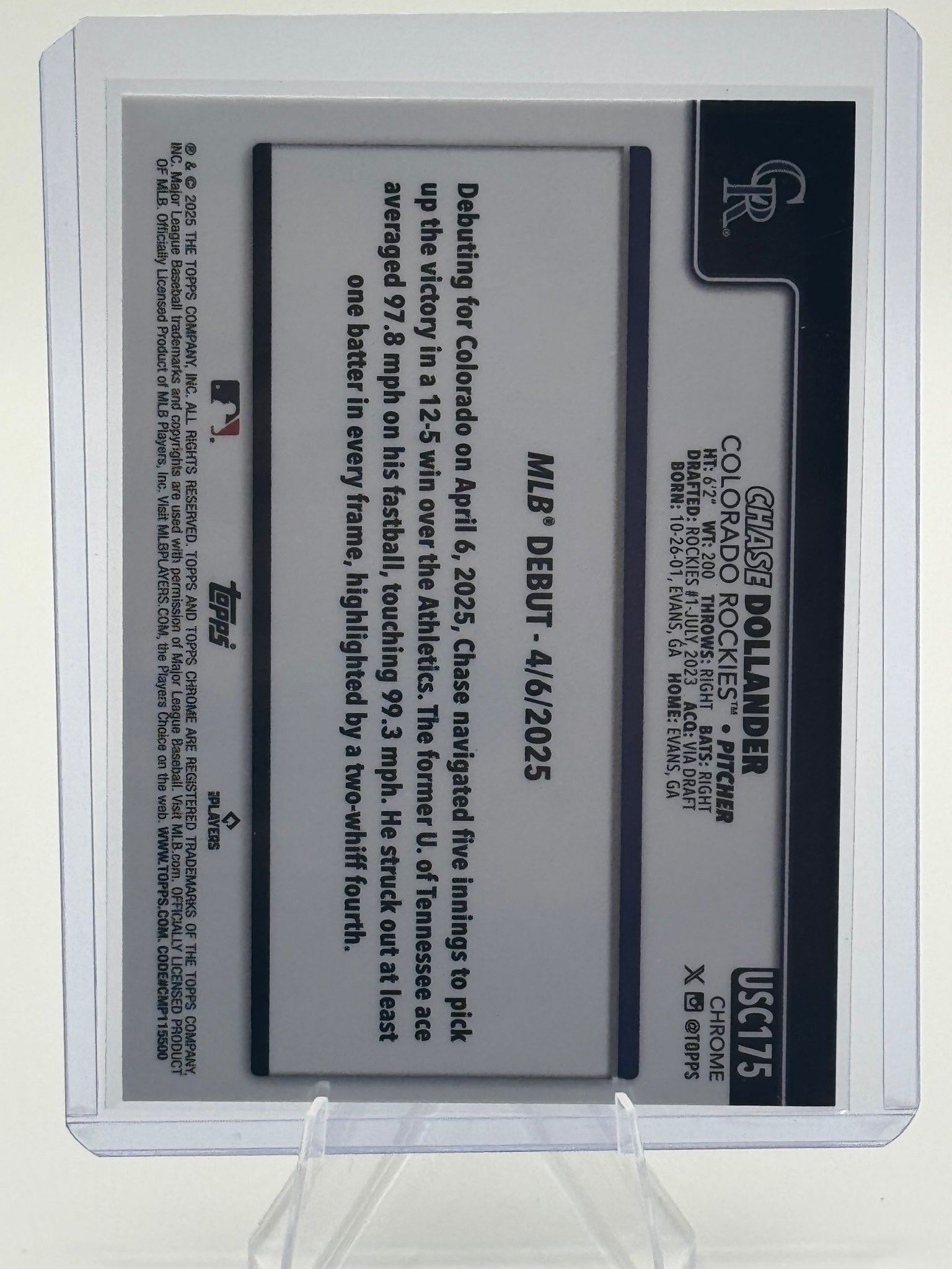 2025 Topps Chrome Update Chase Dollander #USC175 Colorado Rockies NMr