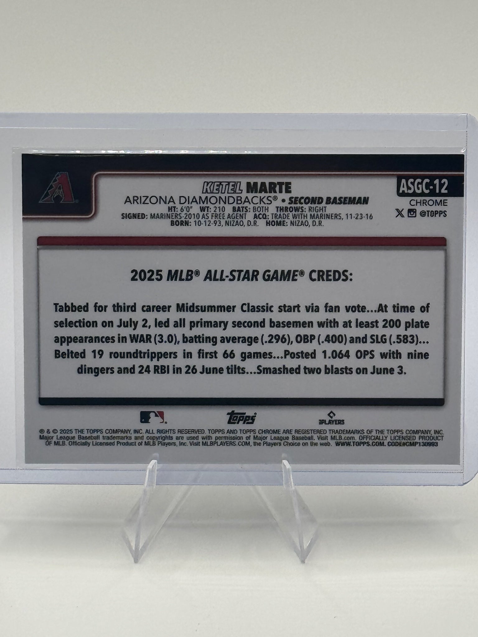 2025 Topps Chrome Update Ketel Marte #ASGC-12 2025 All-Star Diamondbacks NM