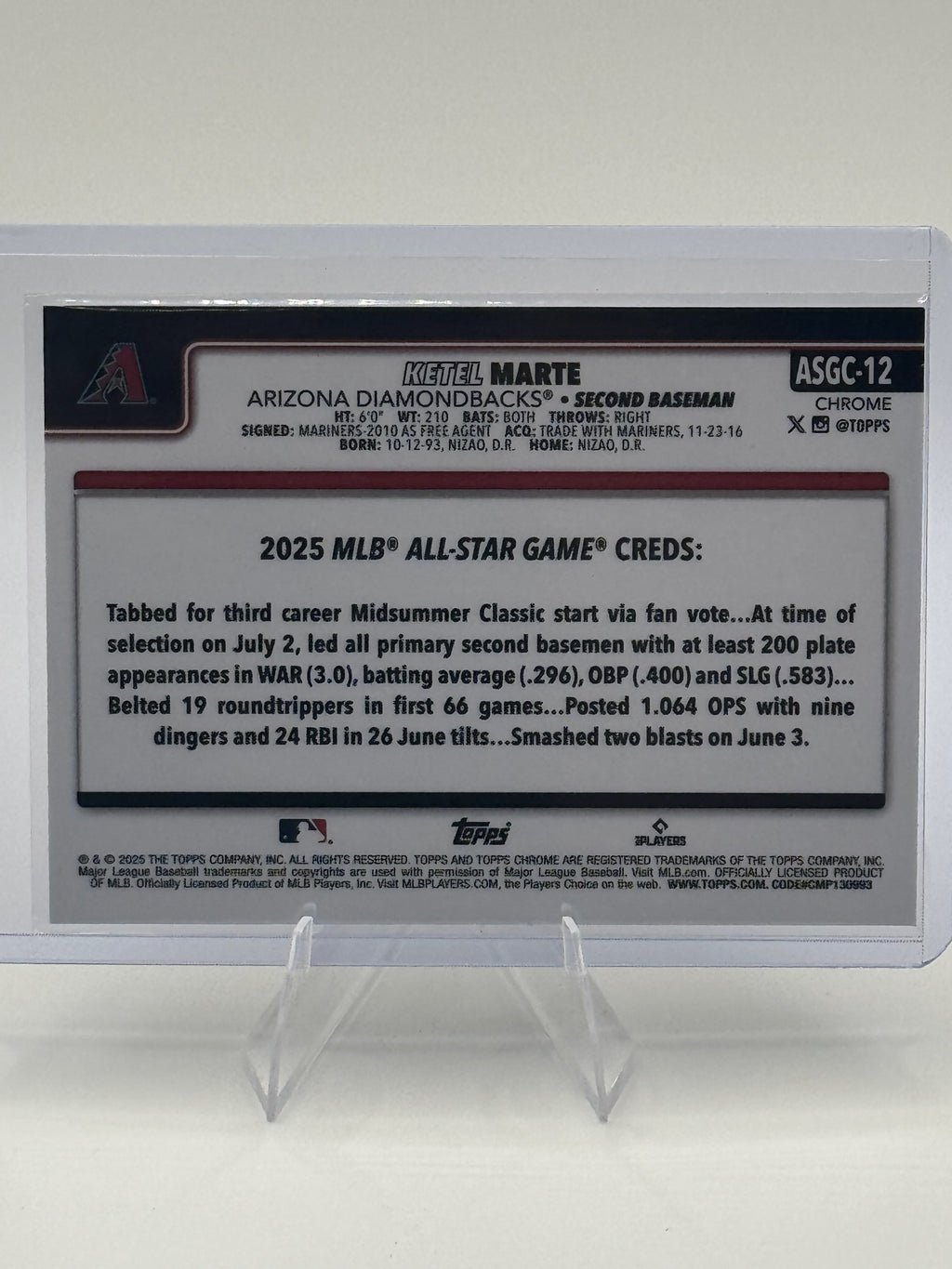 2025 Topps Chrome Update Ketel Marte #ASGC-12 2025 All-Star Diamondbacks NM