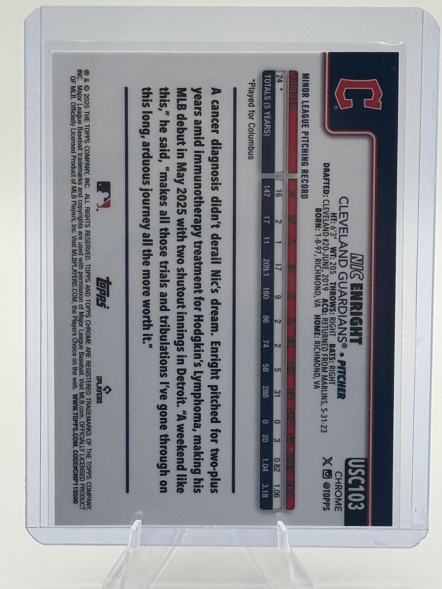 2025 Topps Chrome Update Nic Enright #USC103 Cleveland Guardians NM