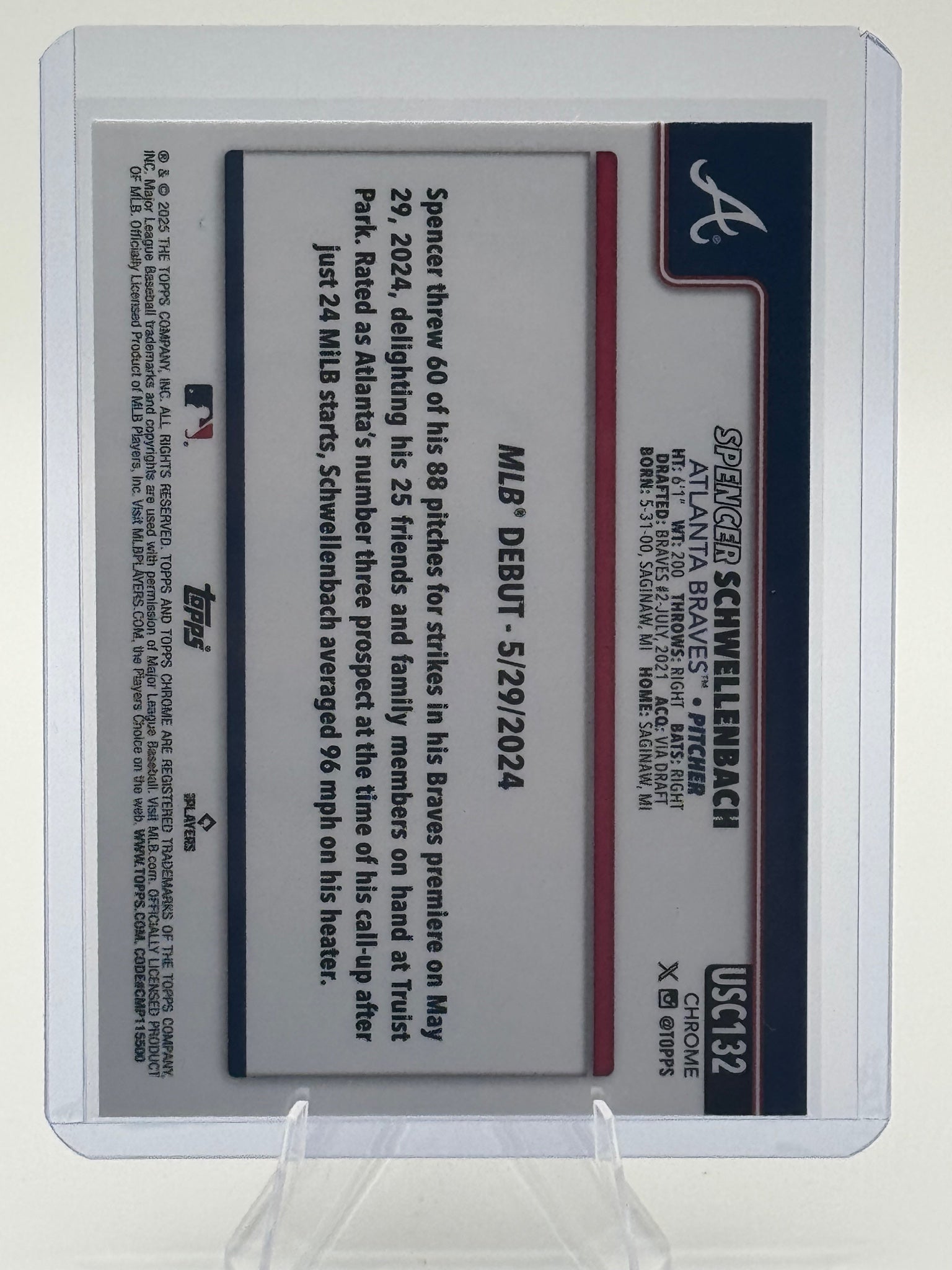 2025 Topps Chrome Update Spencer Schwellenbach #USC132 Atlanta Braves NM