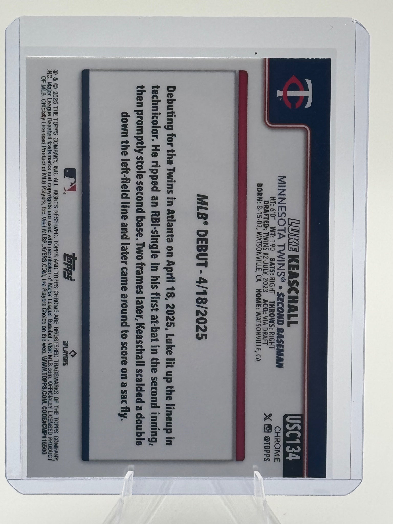 2025 Topps Chrome Update Luke Keaschall #USC134 Minnesota Twins NM