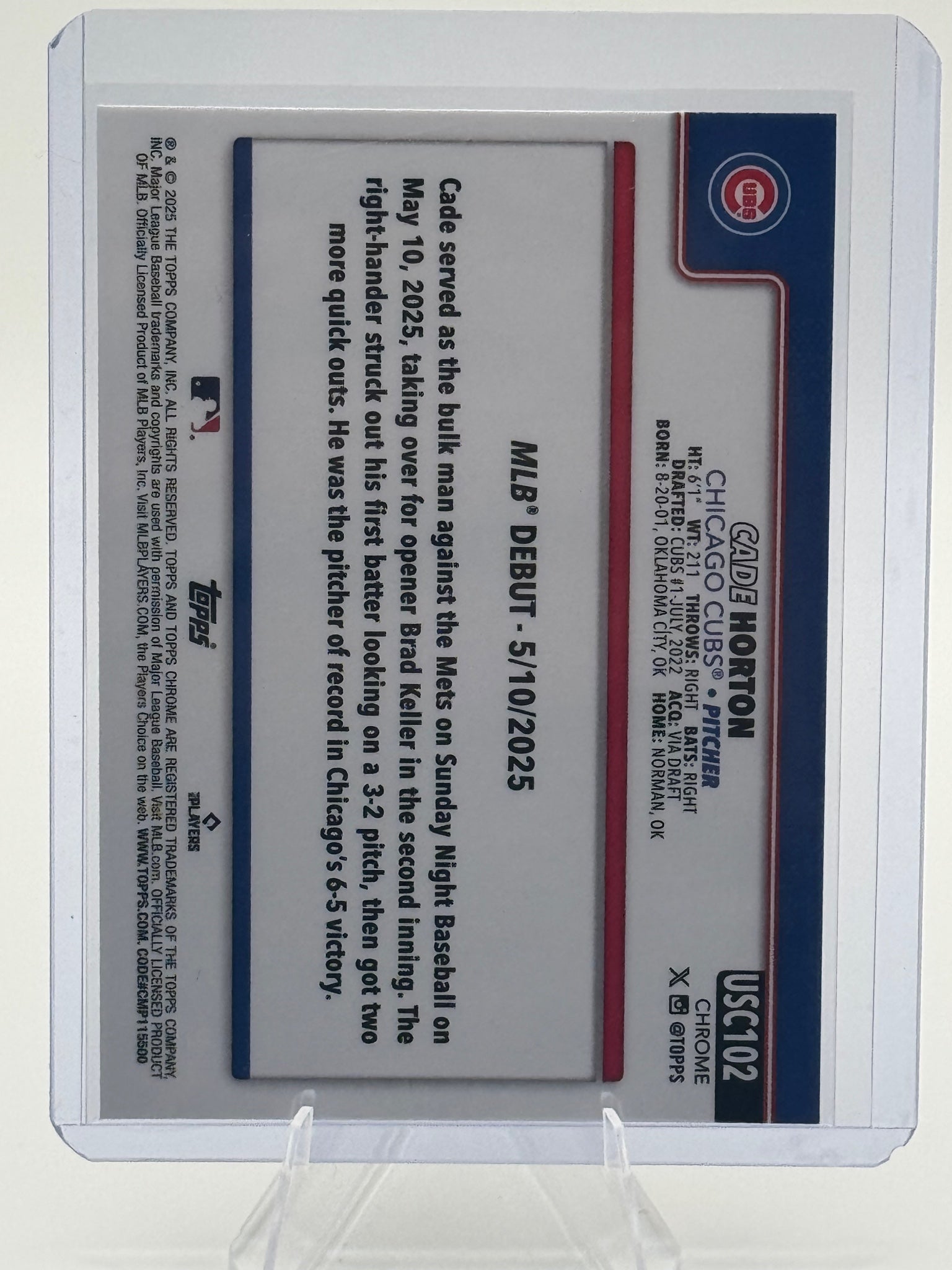 2025 Topps Chrome Update Cade Horton #USC102 Chicago Cubs Near Mint or Better
