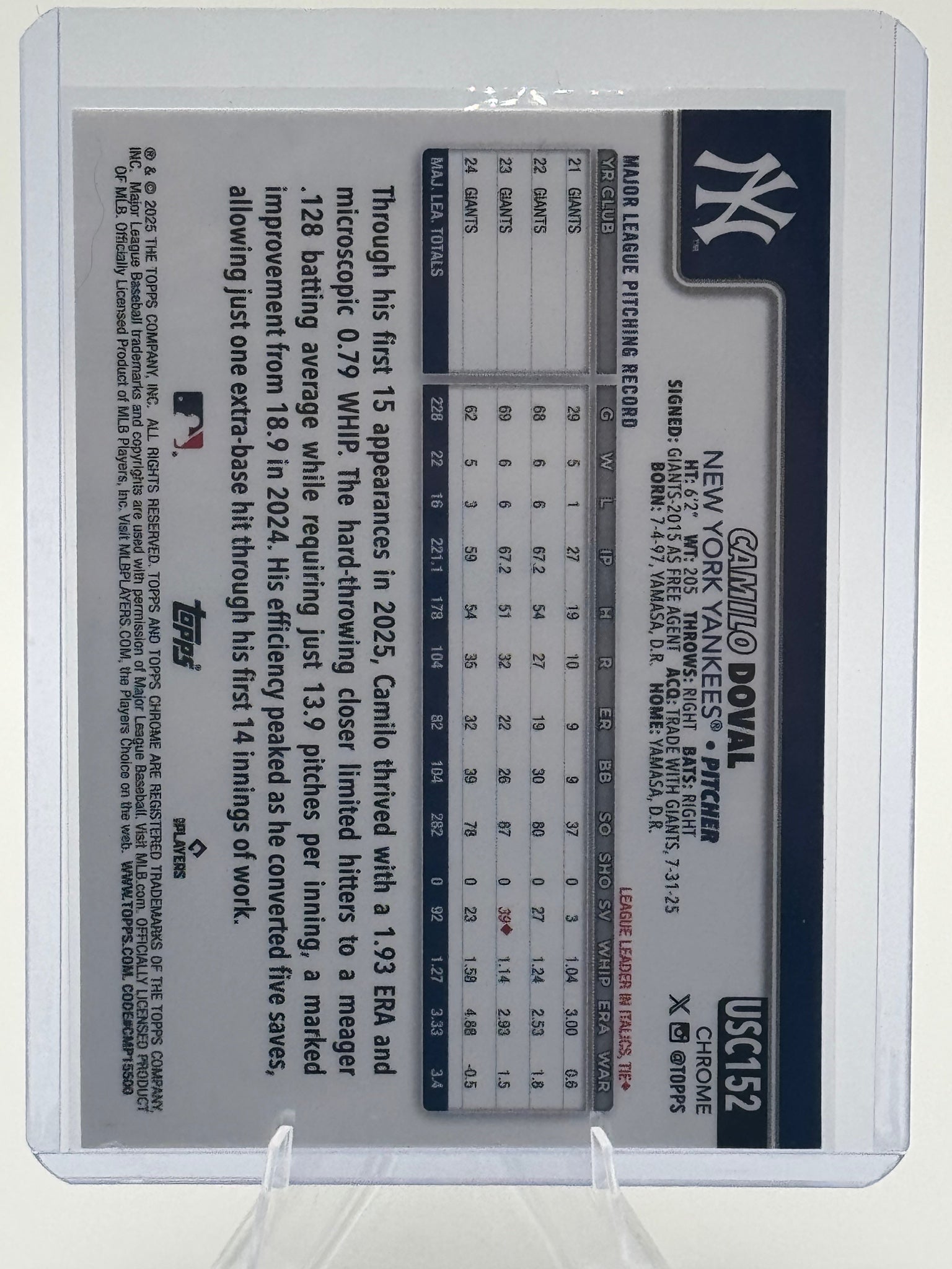 2025 Topps Chrome Update Camilo Doval #USC152 RayWave Refractor Yankees NM