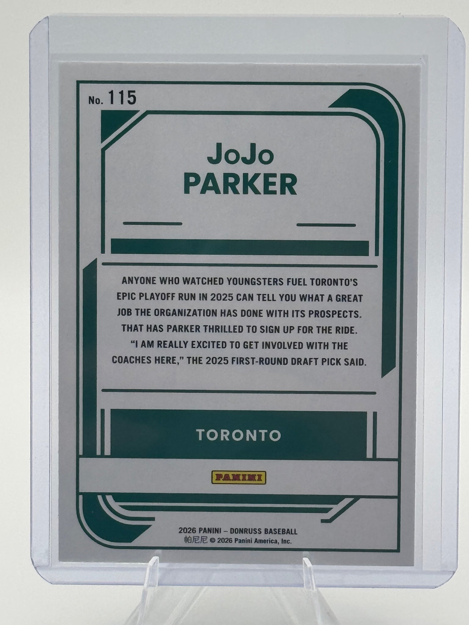 2026 Donruss JoJo Parker #115 Liberty Toronto Blue Jays Near Mint or Better