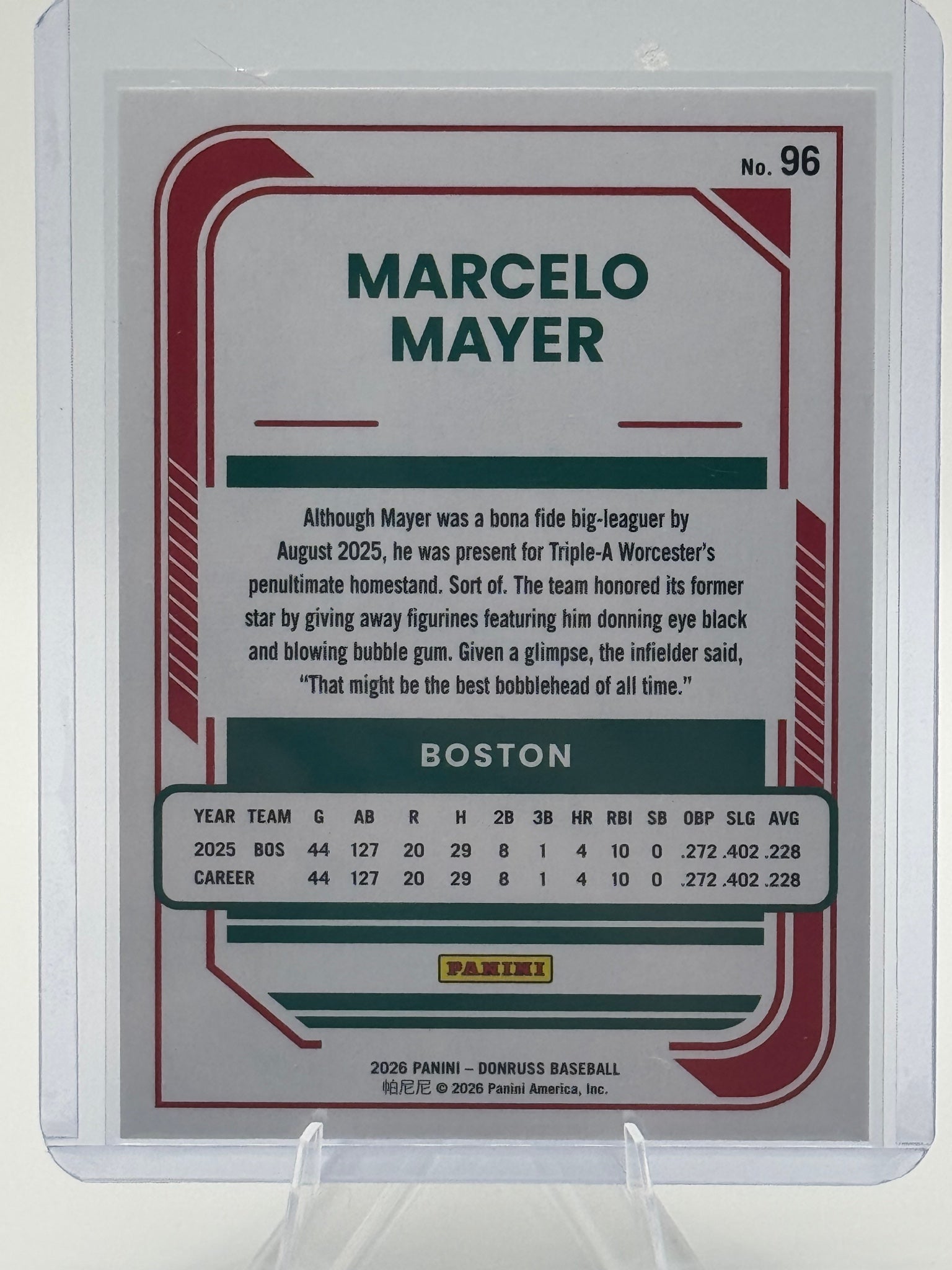 2026 Donruss Marcelo Mayer #96 Liberty Boston Red Sox Near Mint or Better