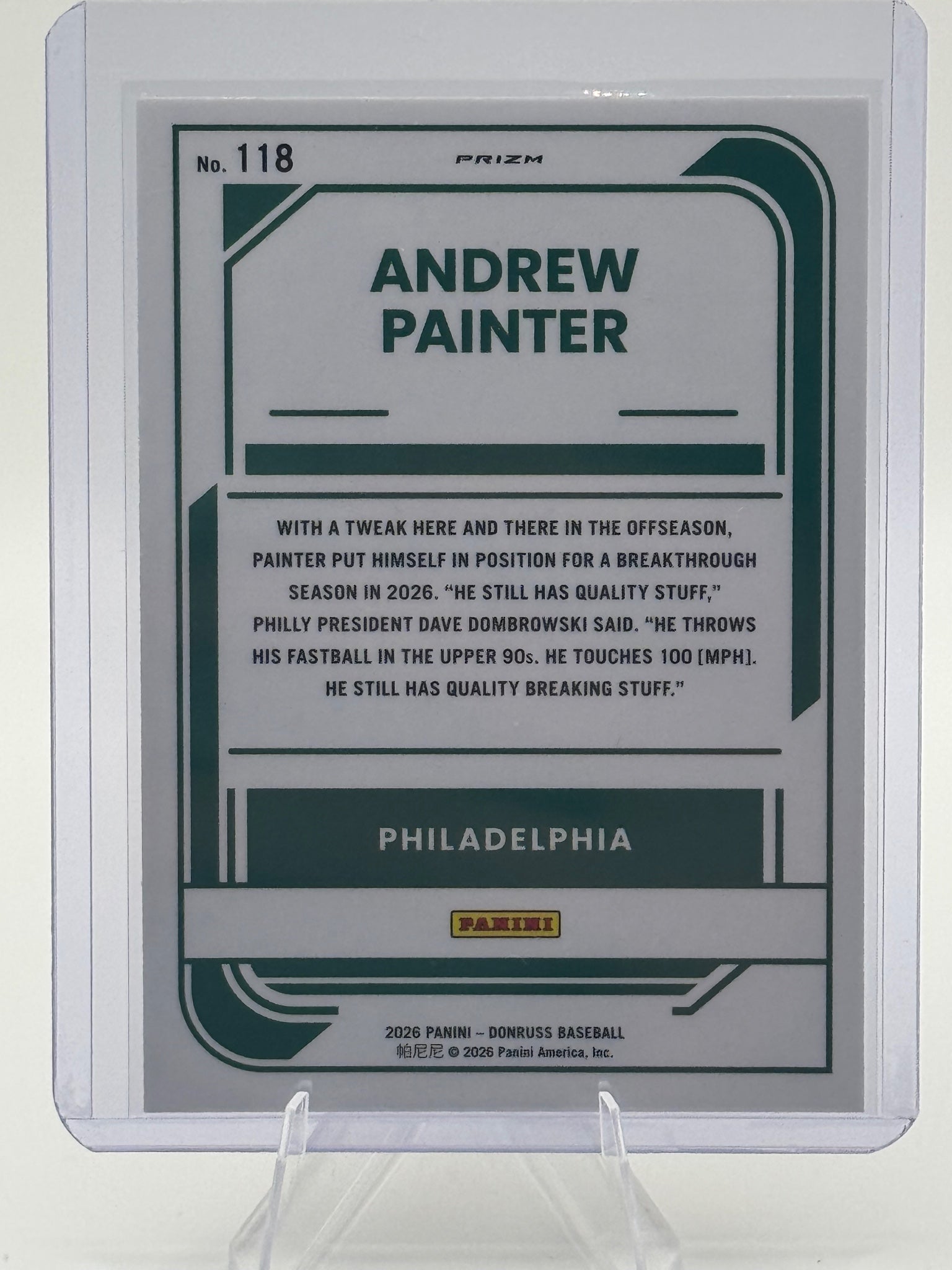 2026 Donruss Andrew Painter #118 Optic Orange Velocity Philadelphia Phillies NM