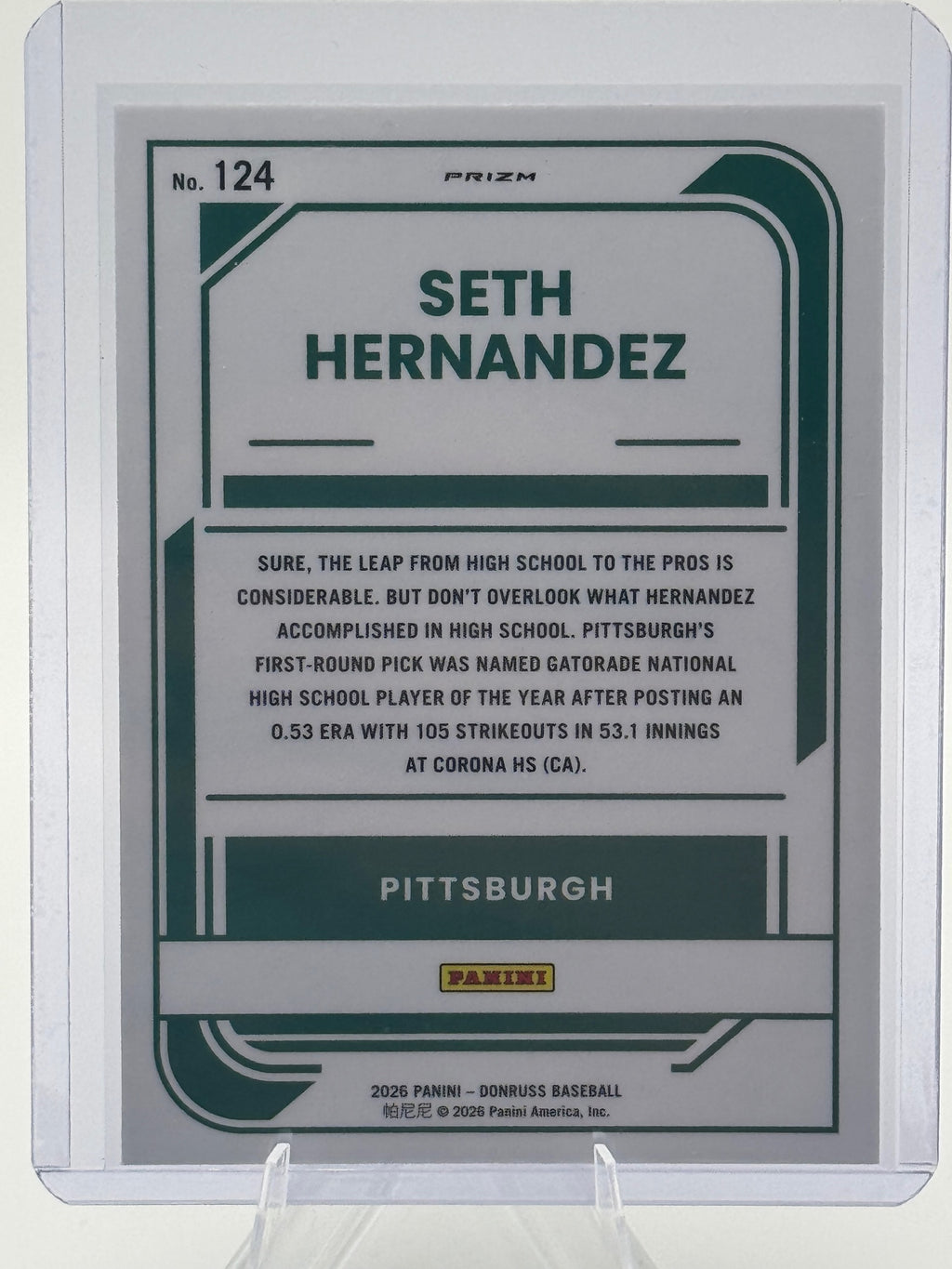 2026 Donruss Seth Hernandez #124 Optic Blue Velocity Pittsburgh Pirates NM