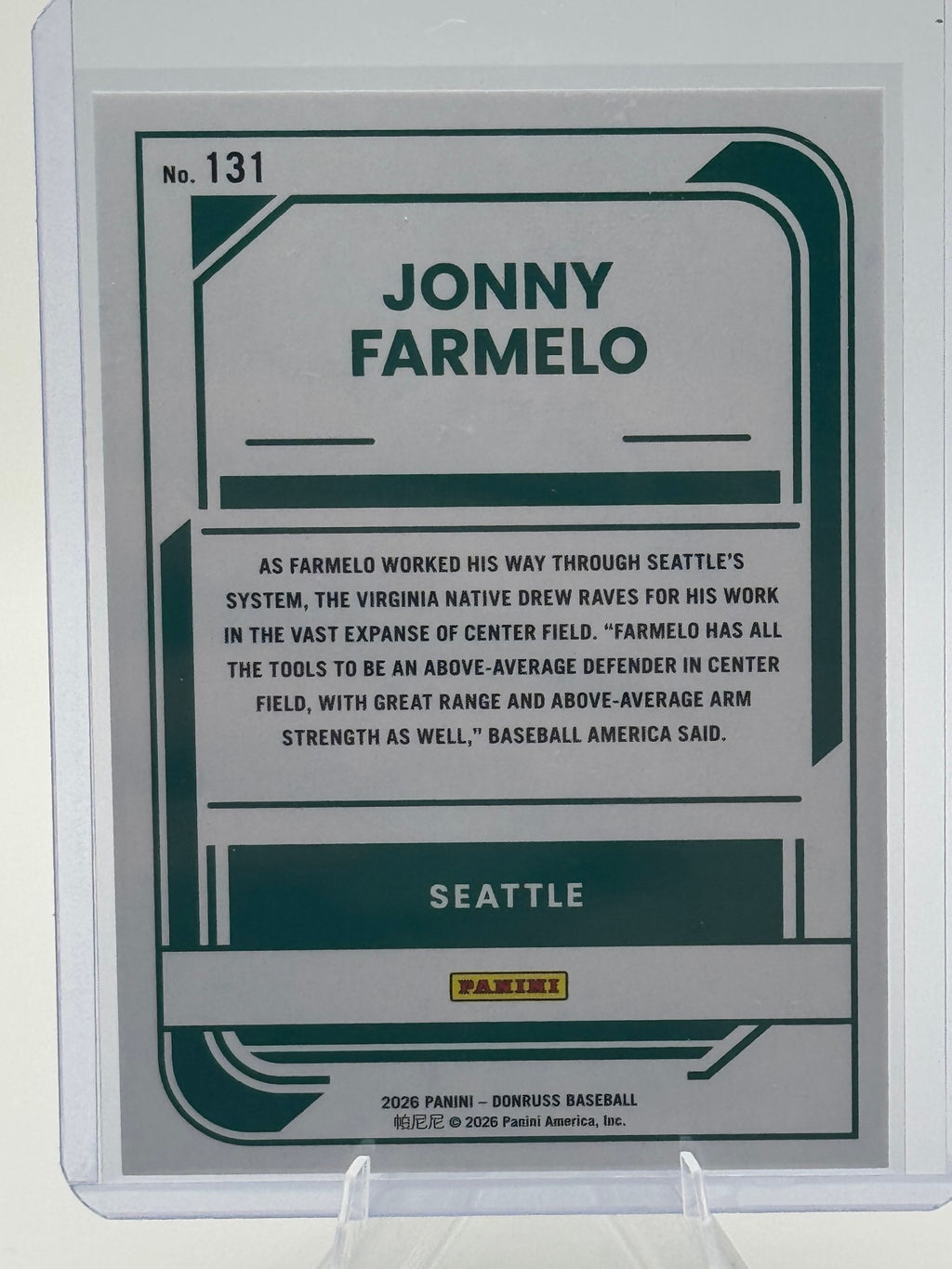 2026 Donruss Jonny Farmelo #131 Liberty Seattle Mariners Near Mint or Better