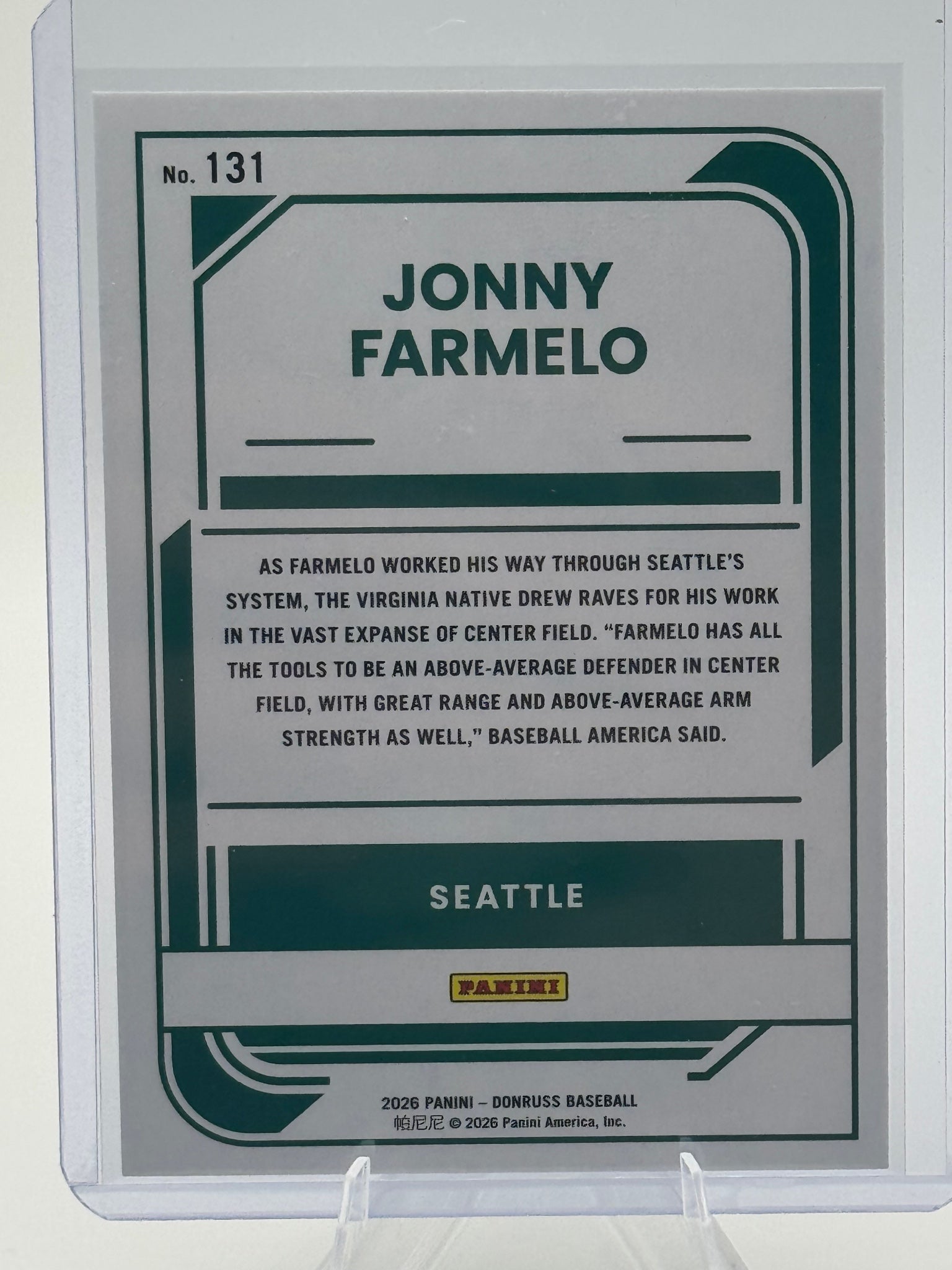2026 Donruss Jonny Farmelo #131 Liberty Seattle Mariners Near Mint or Better