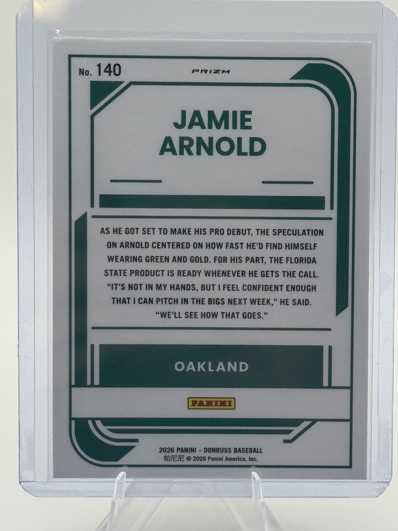 2026 Donruss Jamie Arnold #140 Optic Blue Velocity Athletics Near Mint or Better