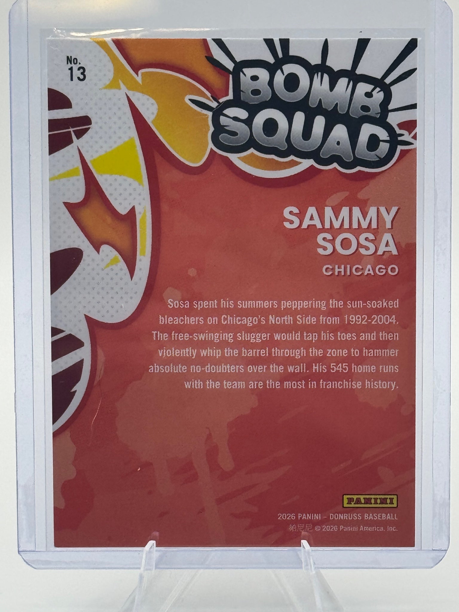 2026 Donruss Sammy Sosa #13 Bomb Squad Chicago Cubs Near Mint or Better