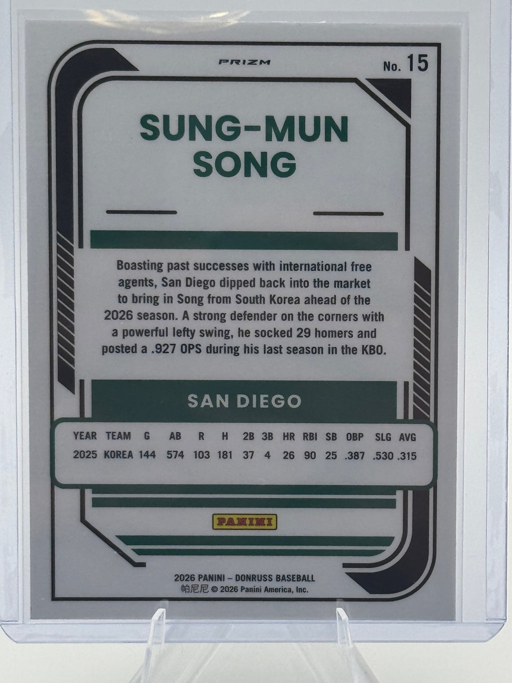 2026 Donruss Sung-Mun Song #15 Optic Blue Velocity San Diego Padres Near Mint