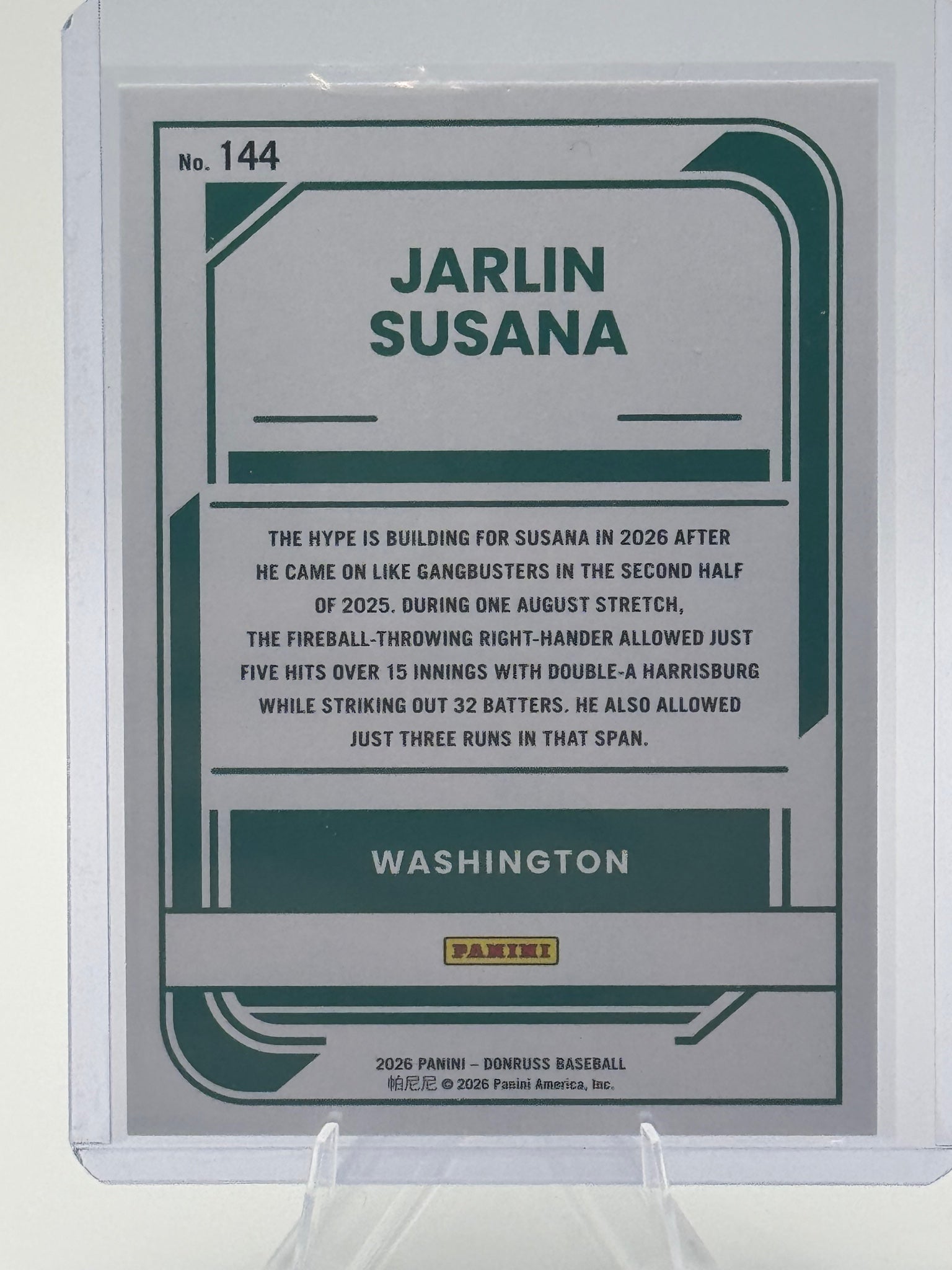 2026 Donruss Jarlin Susana #144 Liberty Washington Nationals Near Mint or Better