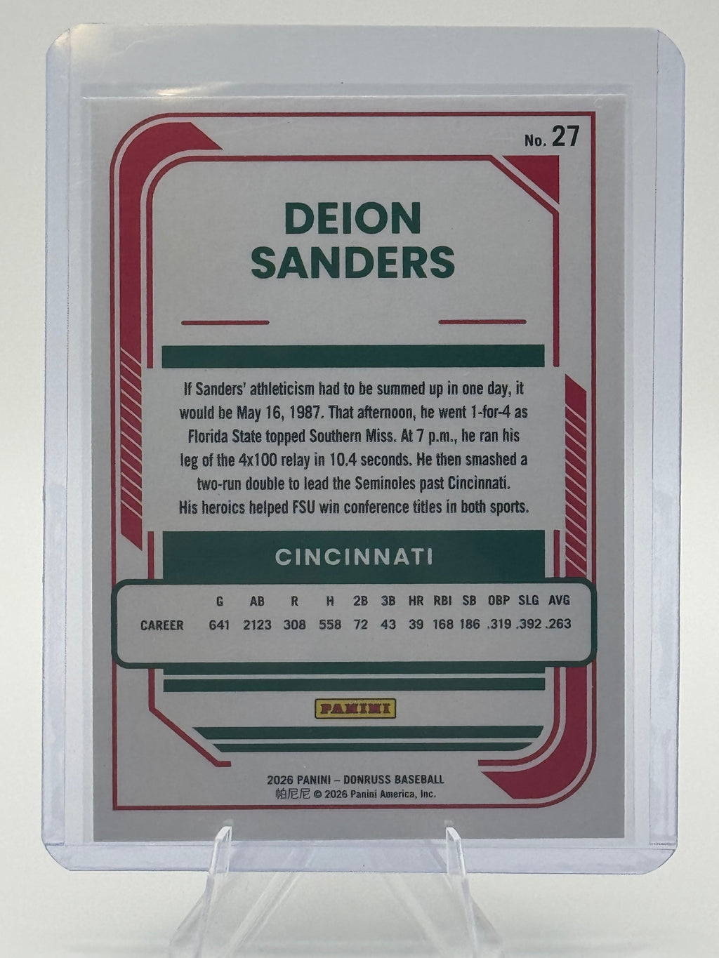 2026 Donruss Deion Sanders #27 Liberty Cincinnati Reds Near Mint or Better