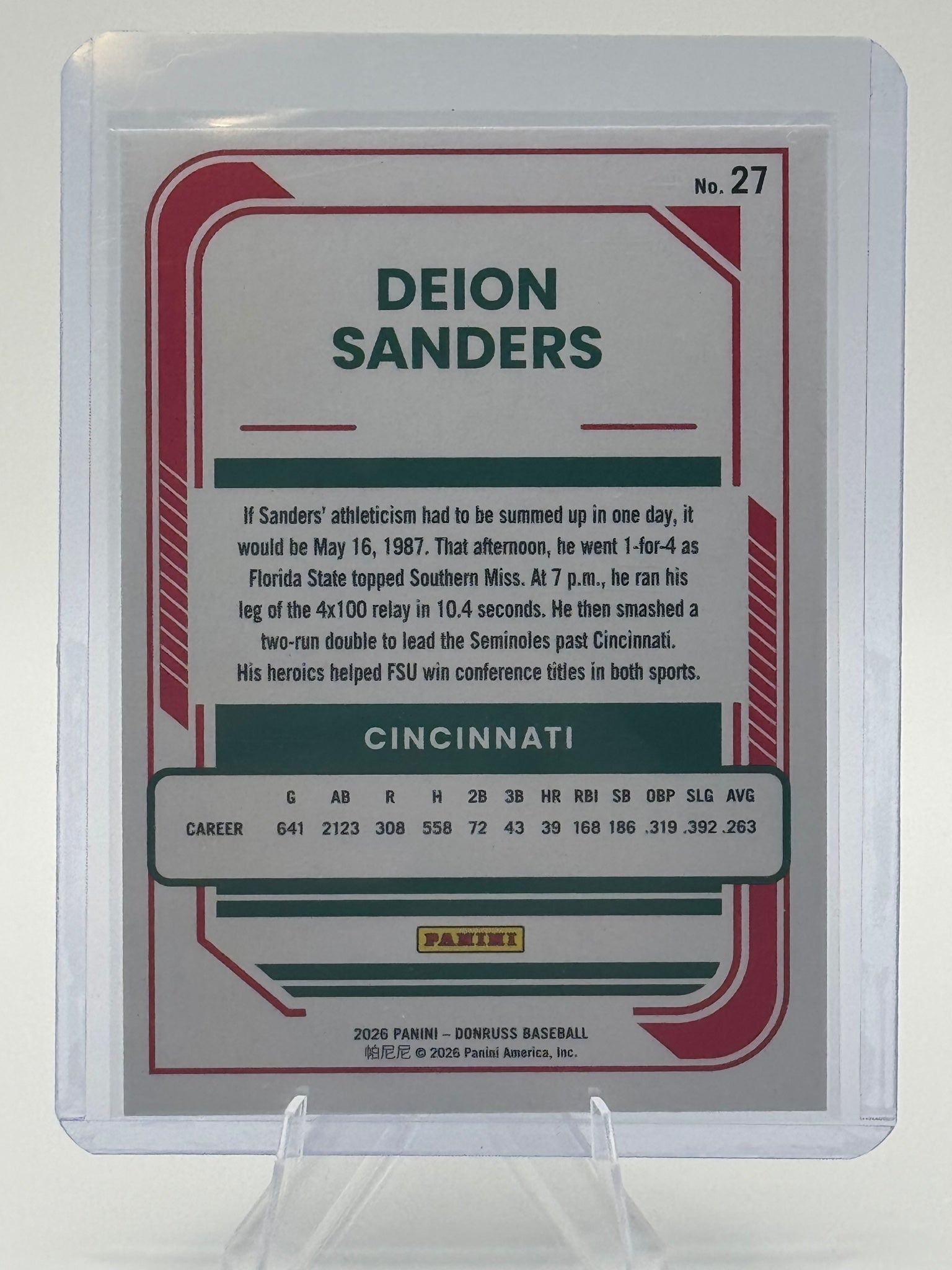 2026 Donruss Deion Sanders #27 Liberty Cincinnati Reds Near Mint or Better