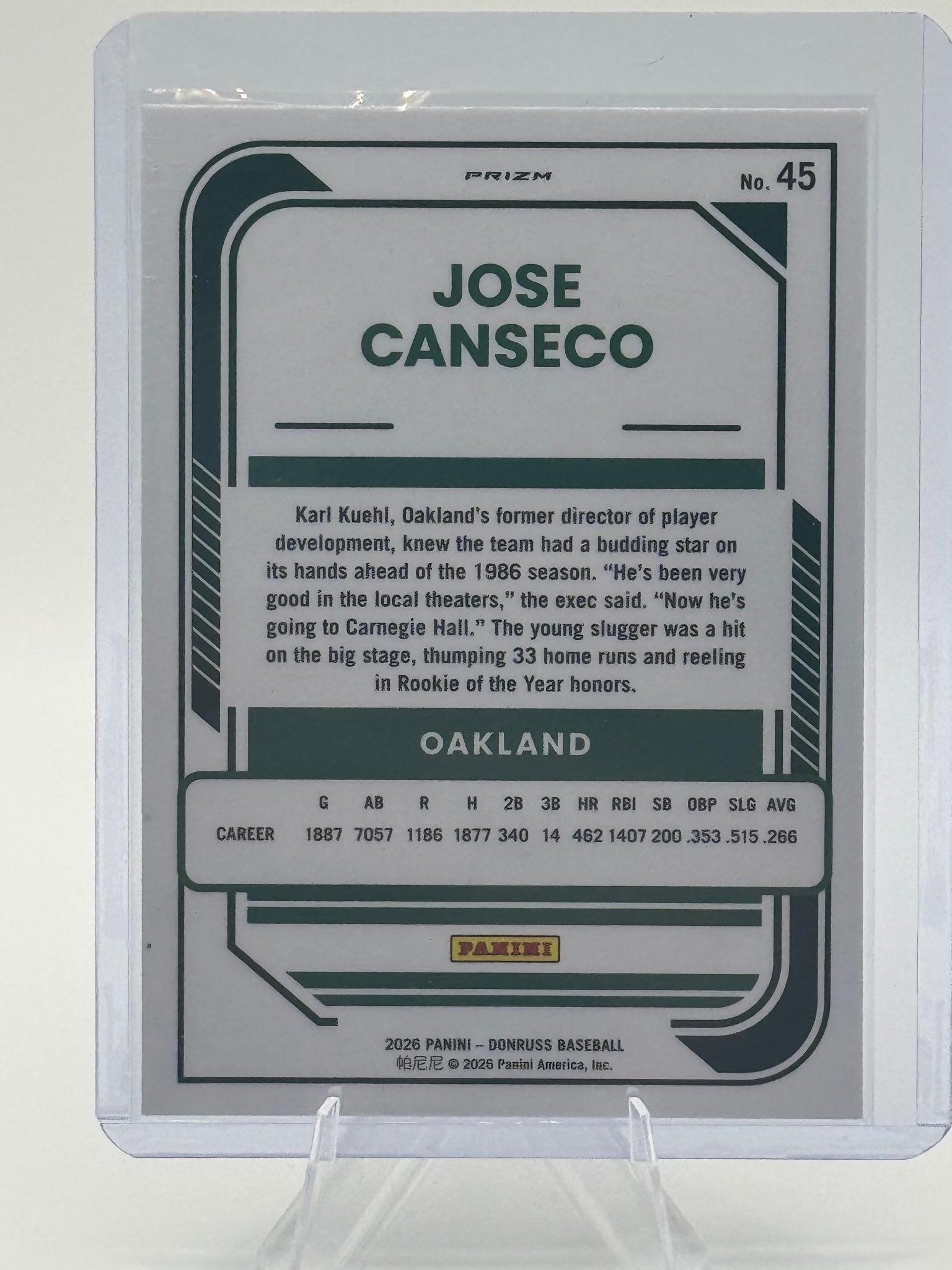 2026 Donruss Jose Canseco #45 Optic Circles Oakland Athletics NM