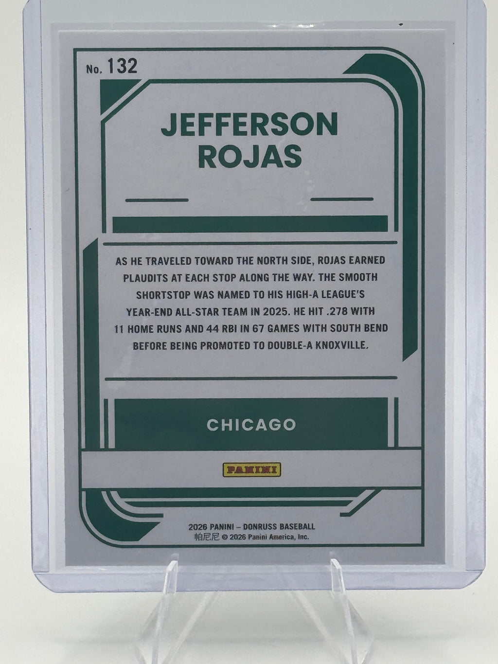 2026 Donruss Jefferson Rojas #132 Green Laser Chicago Cubs Near Mint or Better