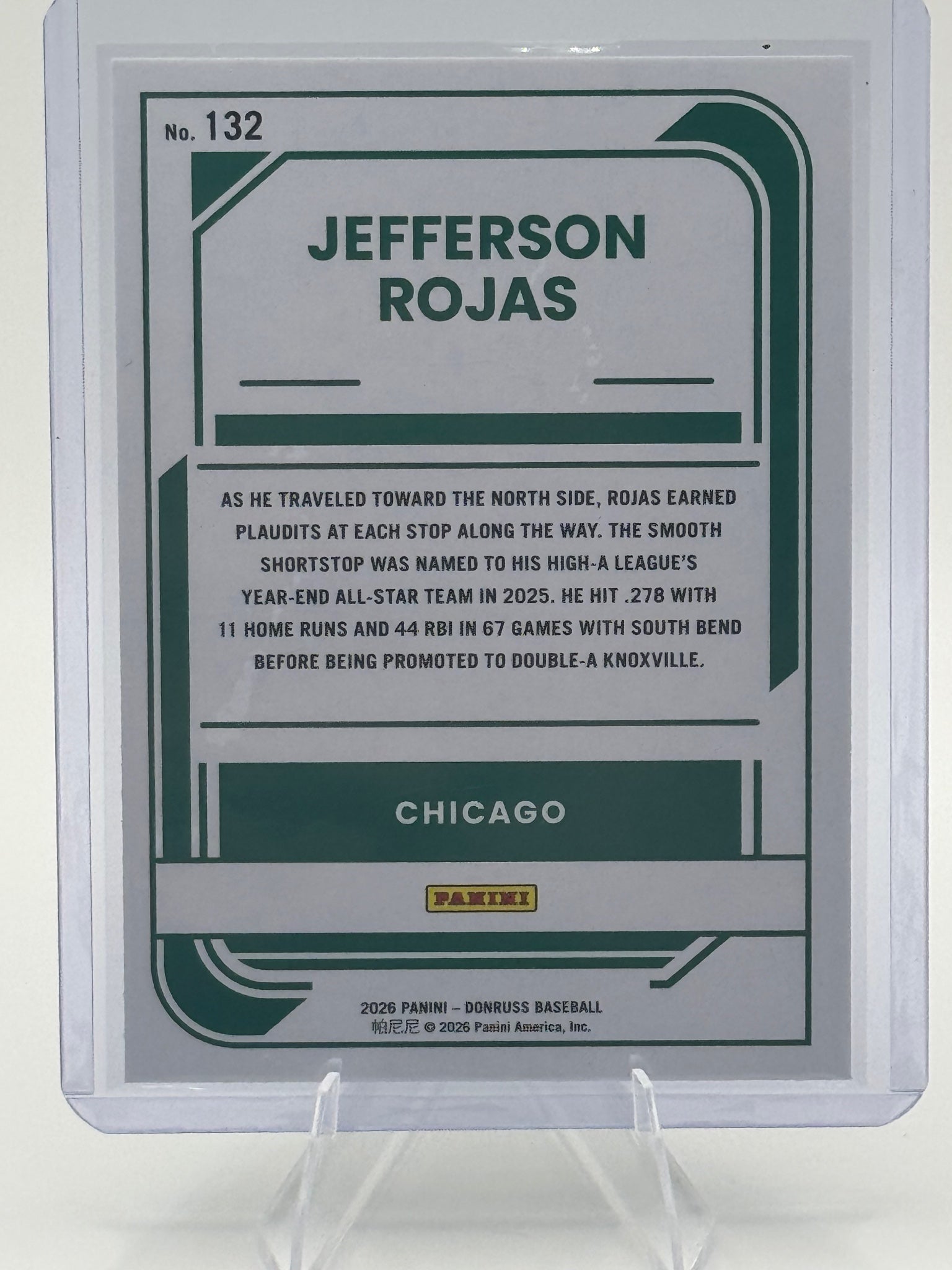 2026 Donruss Jefferson Rojas #132 Green Laser Chicago Cubs Near Mint or Better