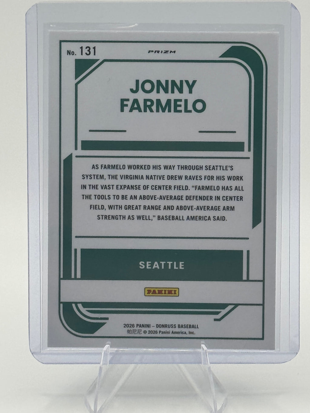 2026 Donruss Jonny Farmelo #131 Optic Blue Velocity Seattle Mariners Near Mint