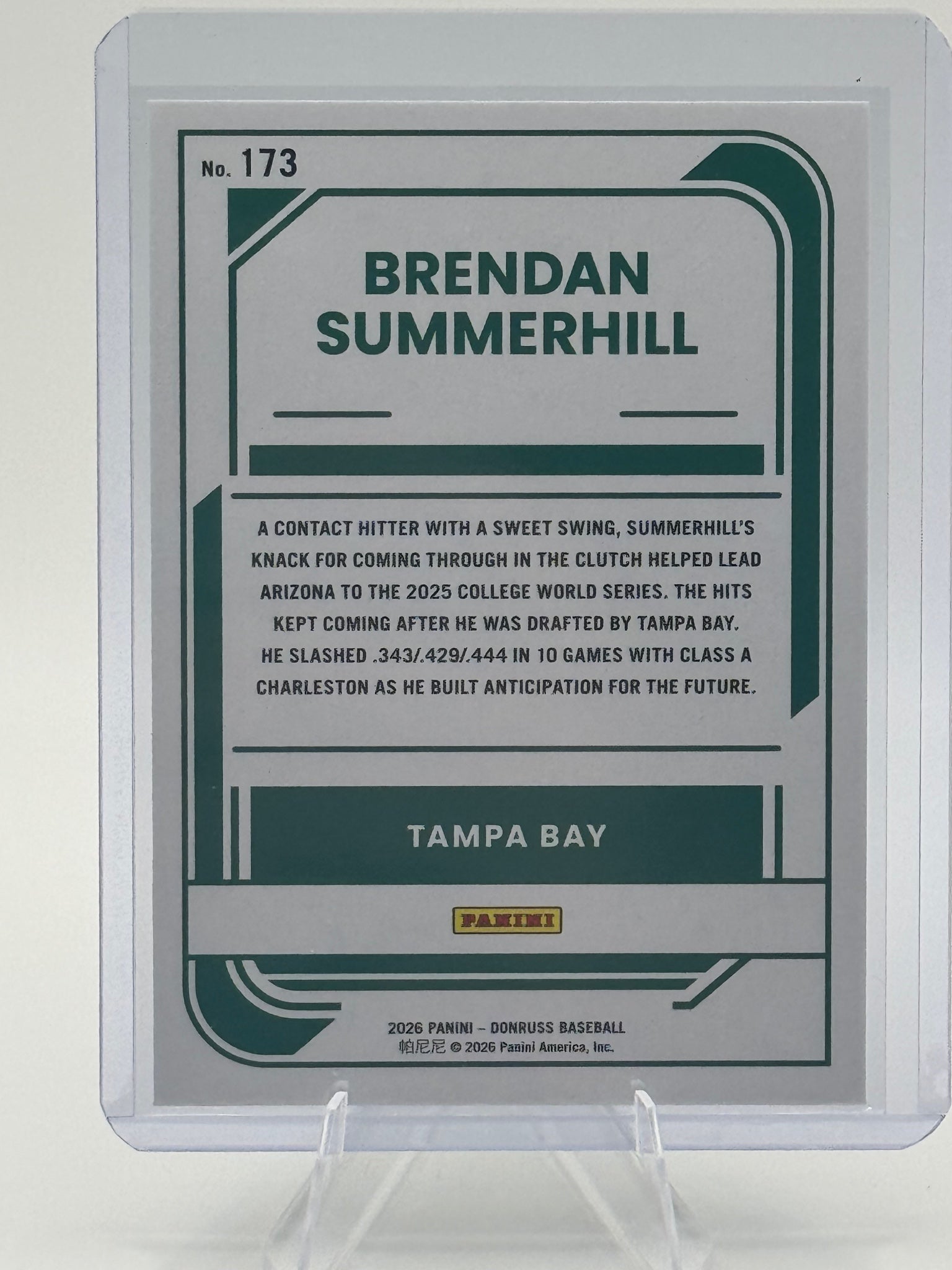 2026 Donruss Brendan Summerhill #173 Liberty Tampa Bay Rays Near Mint or Better