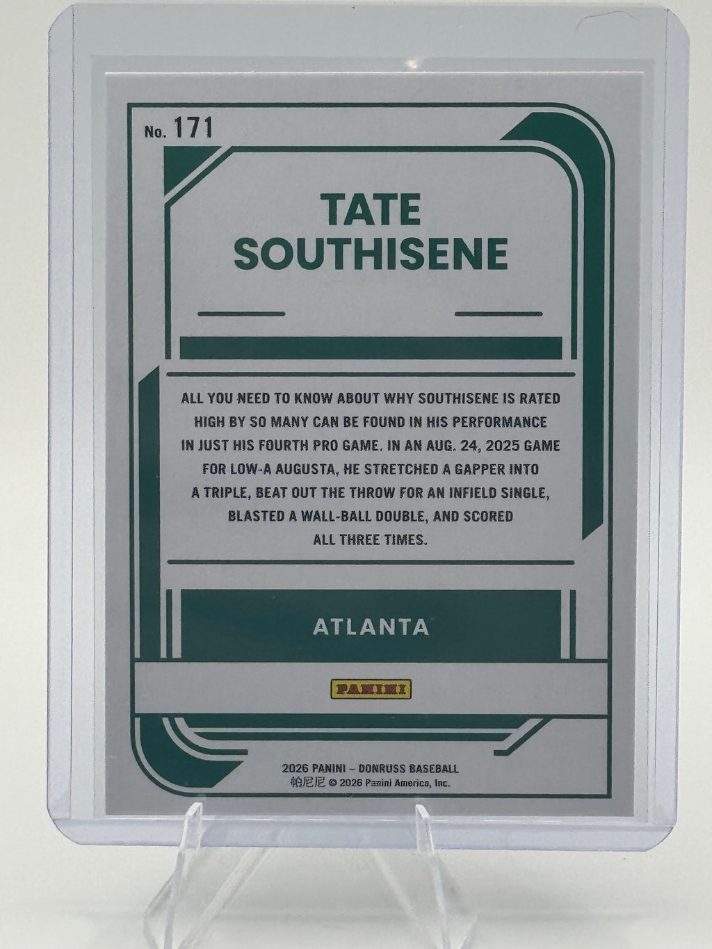 2026 Donruss Tate Southisene #171 Rockets Atlanta Braves Near Mint or Better